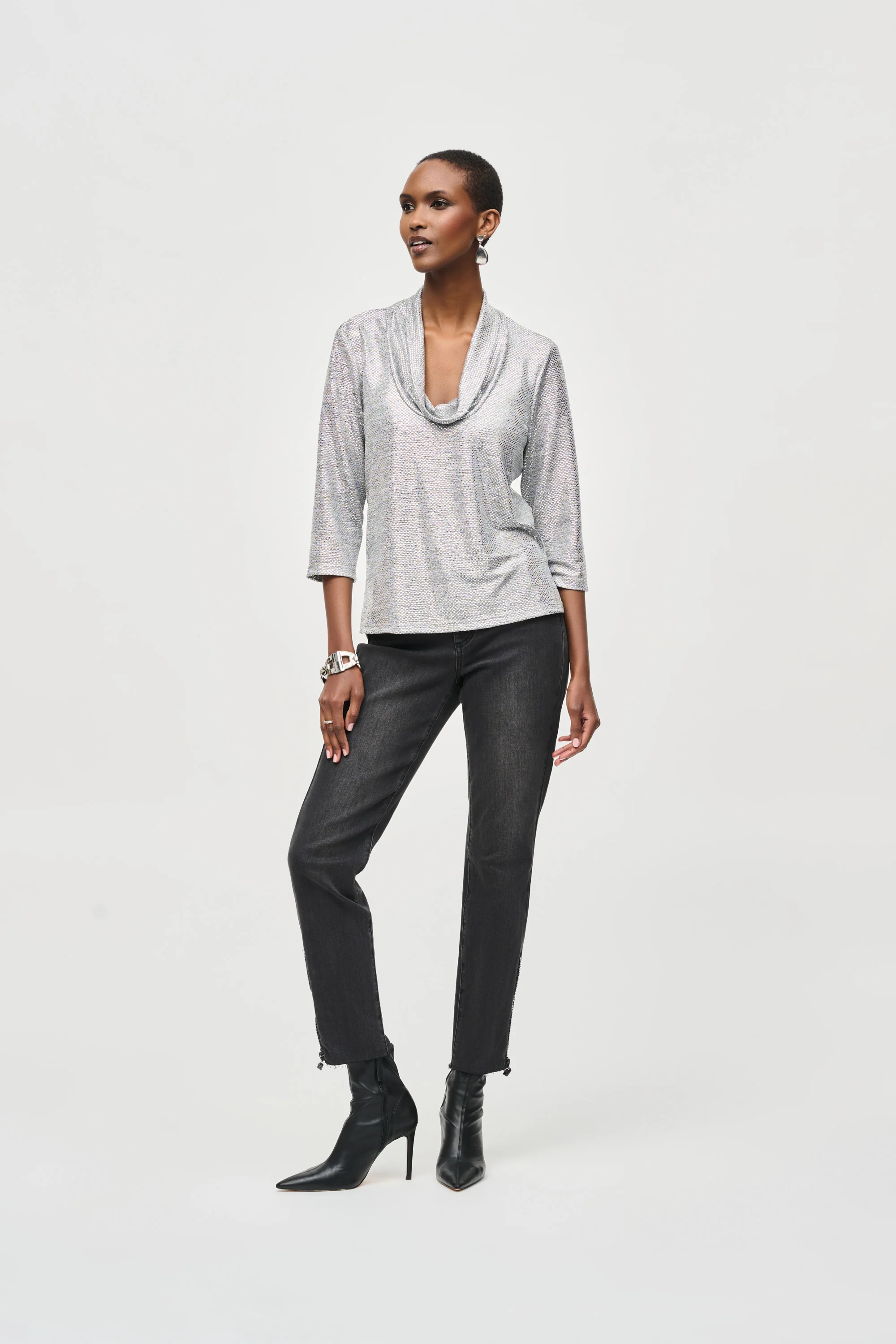 Joseph Ribkoff -243167-Top-Grey/Silver - Image 2