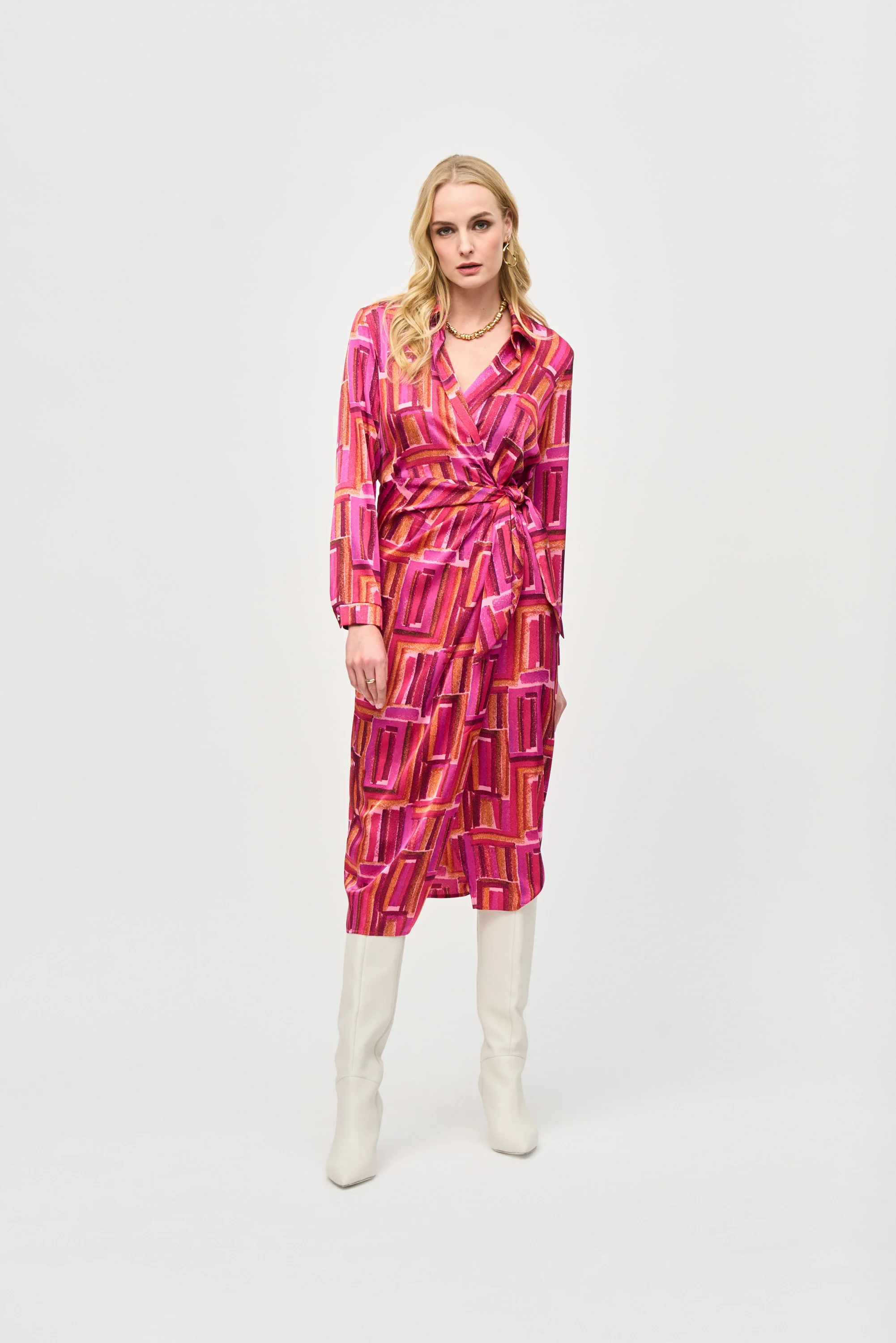 Joseph Ribkoff -243182-Dress-Pink/Multi - Image 3
