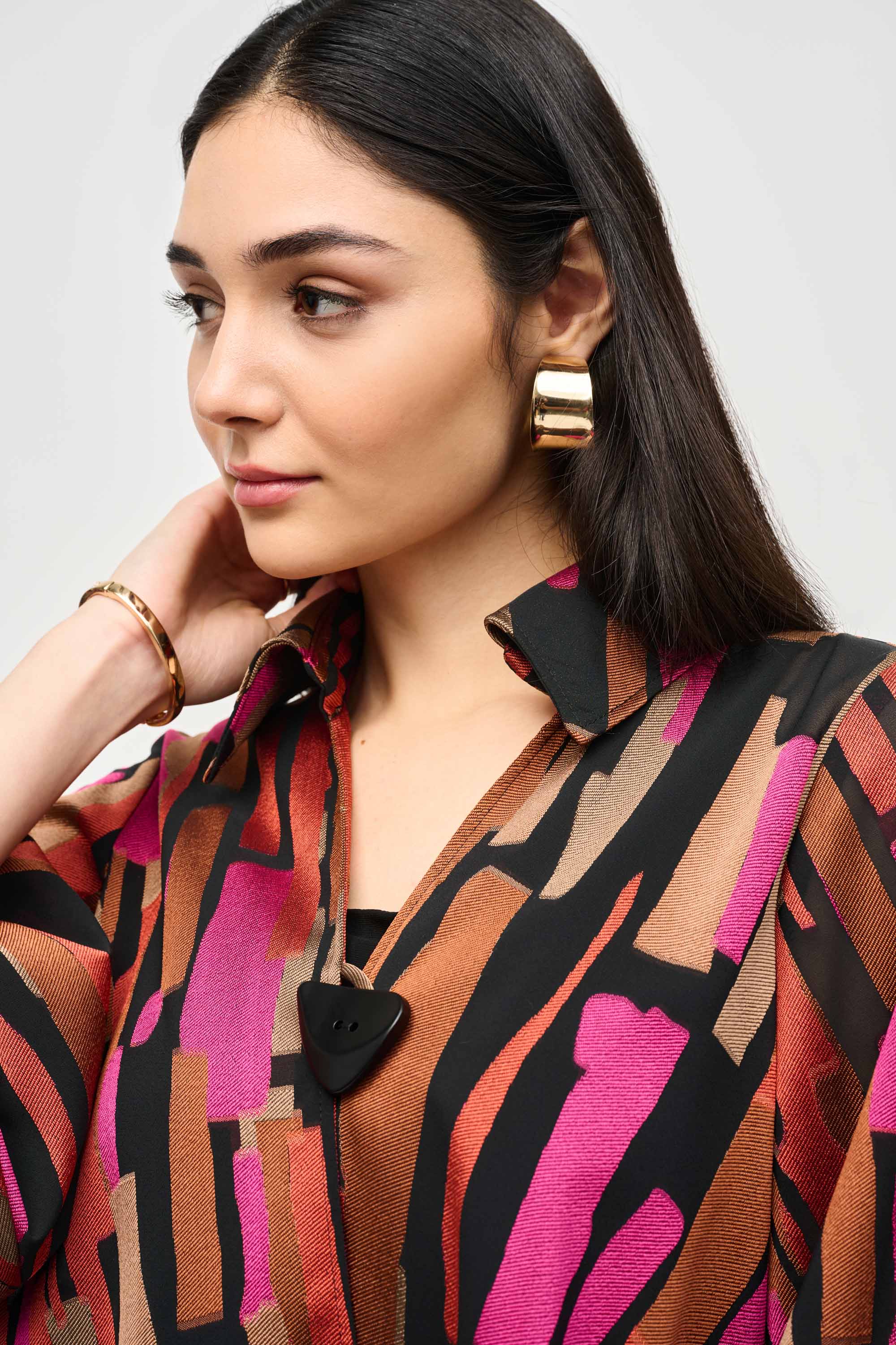 Joseph Ribkoff -243239-Jacket- Black/Multi - Image 2