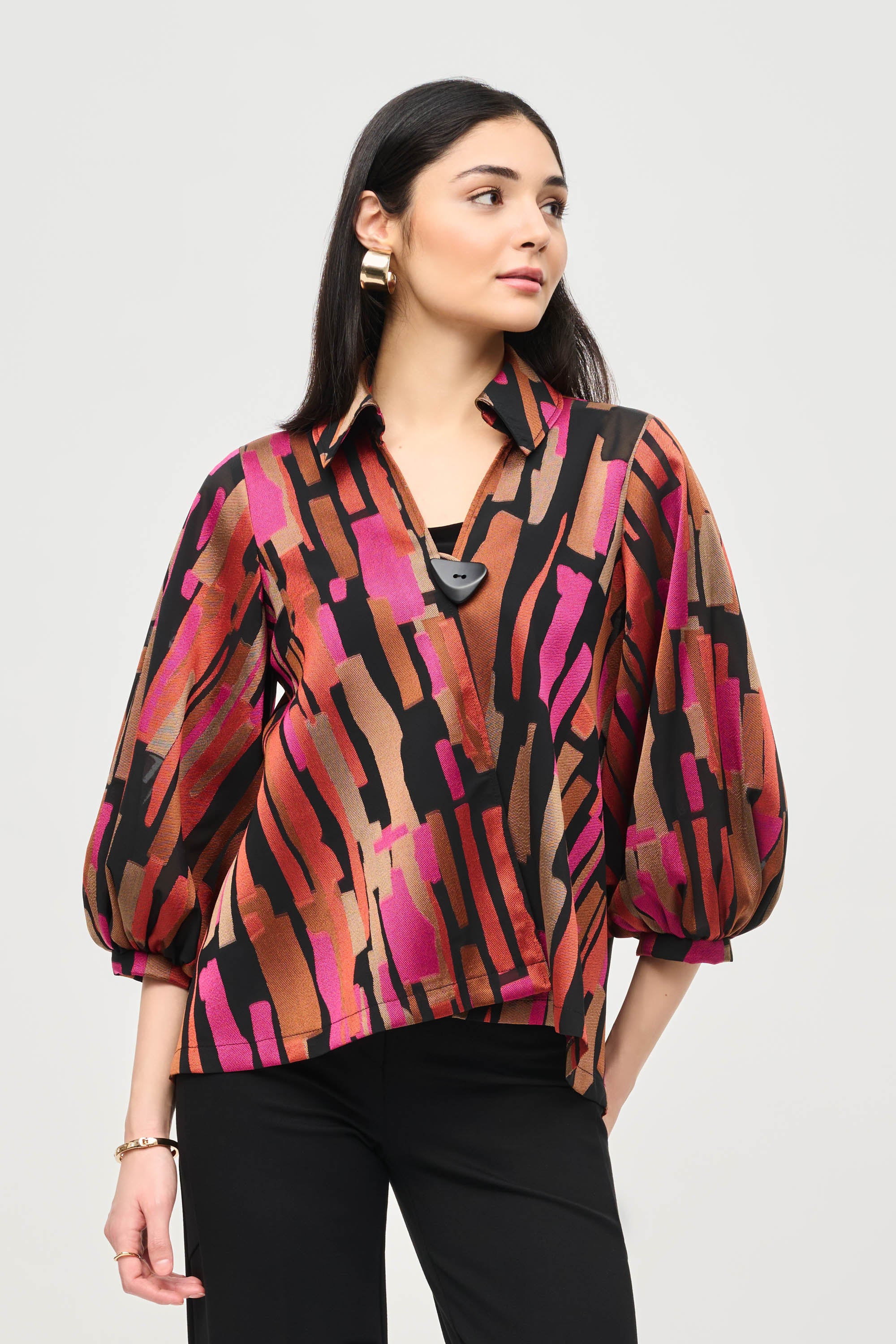Joseph Ribkoff -243239-Jacket- Black/Multi - Image 3