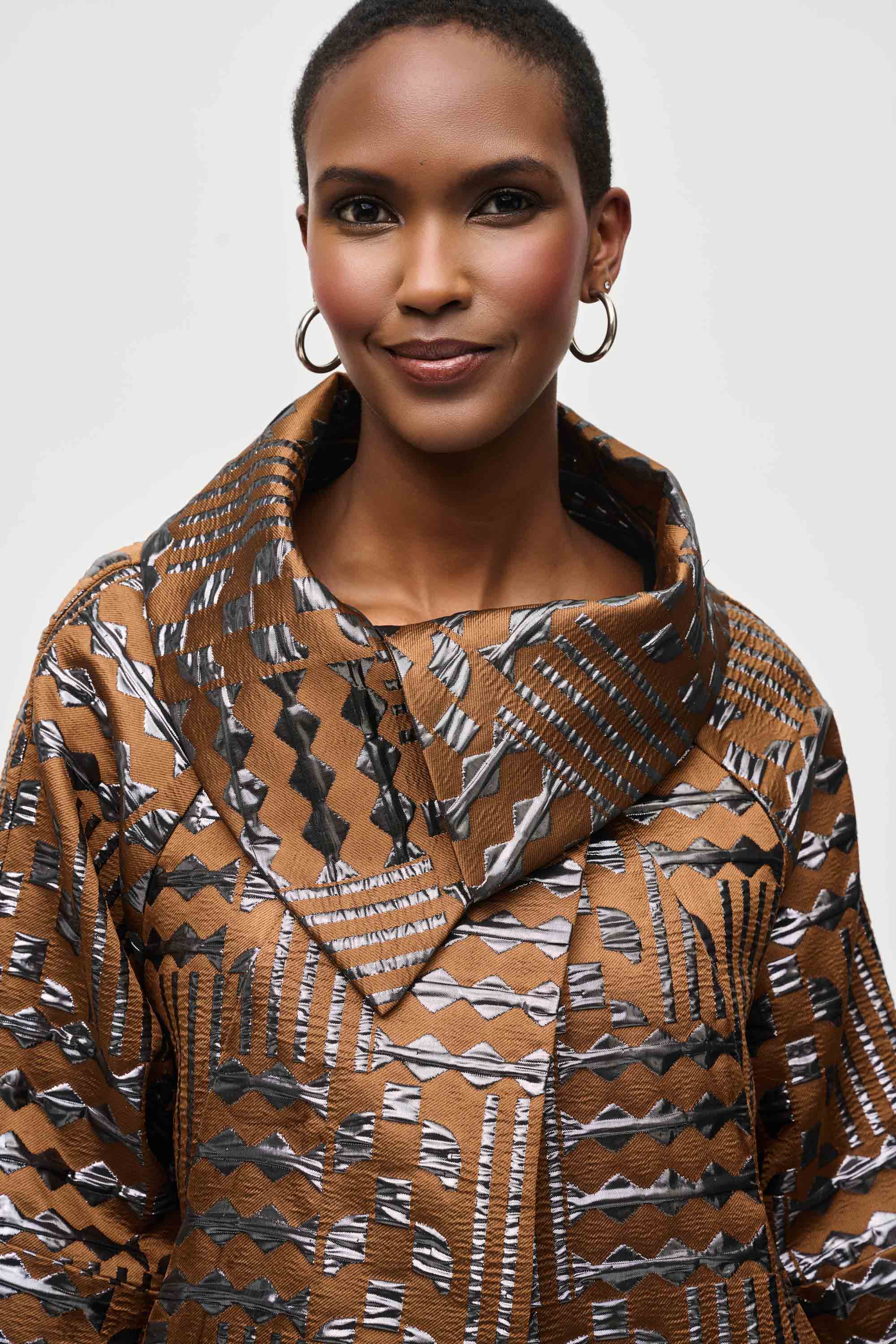 Joseph Ribkoff -243280-Coat-Brown/Gun Metal - Image 2