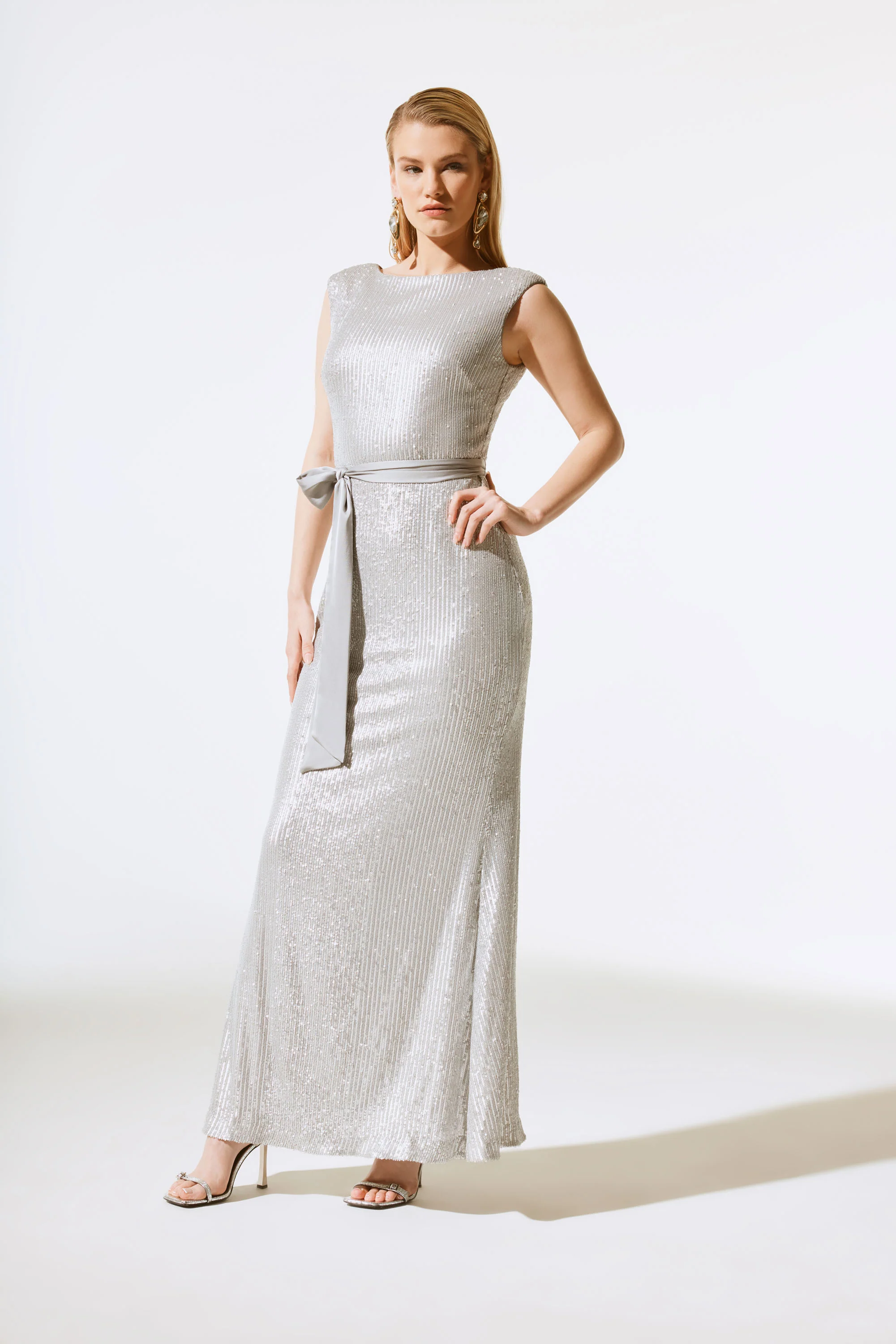 Joseph Ribkoff -243775-Dress- Matte Silver - Image 3