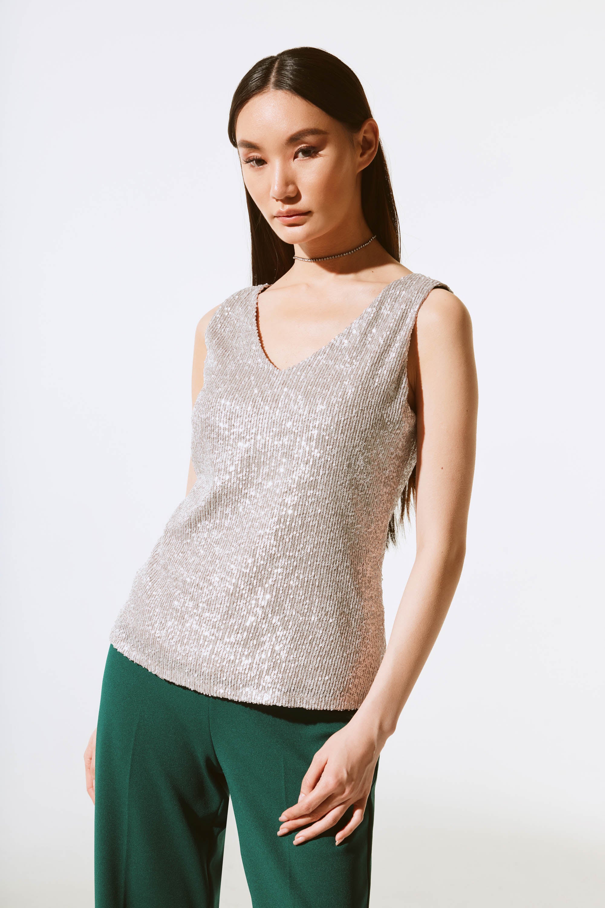 Joseph Ribkoff -243789-Top-Matte Silver - Image 4