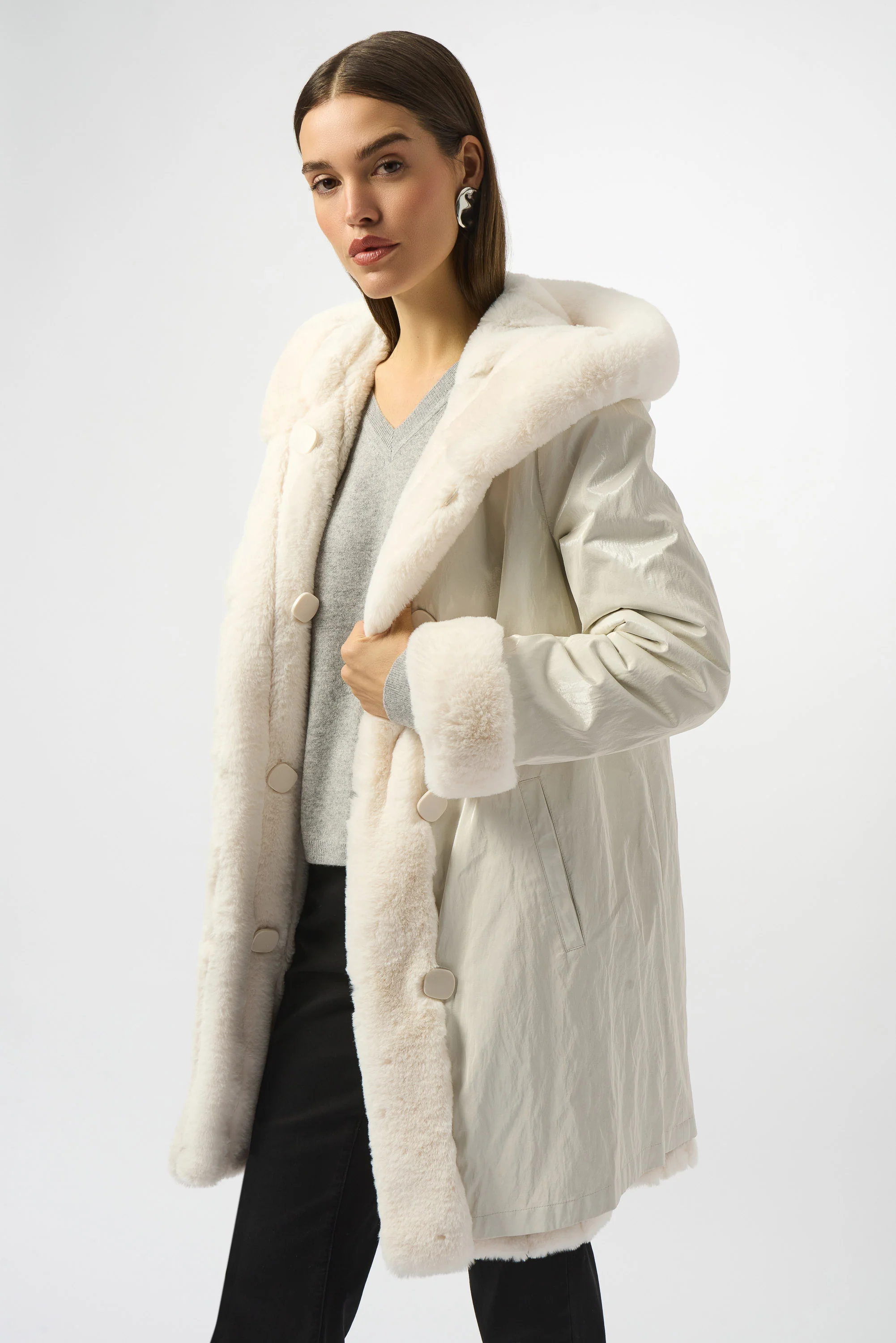 Joseph Ribkoff-253926-1761-Reversible Coat-Vanilla - Image 2
