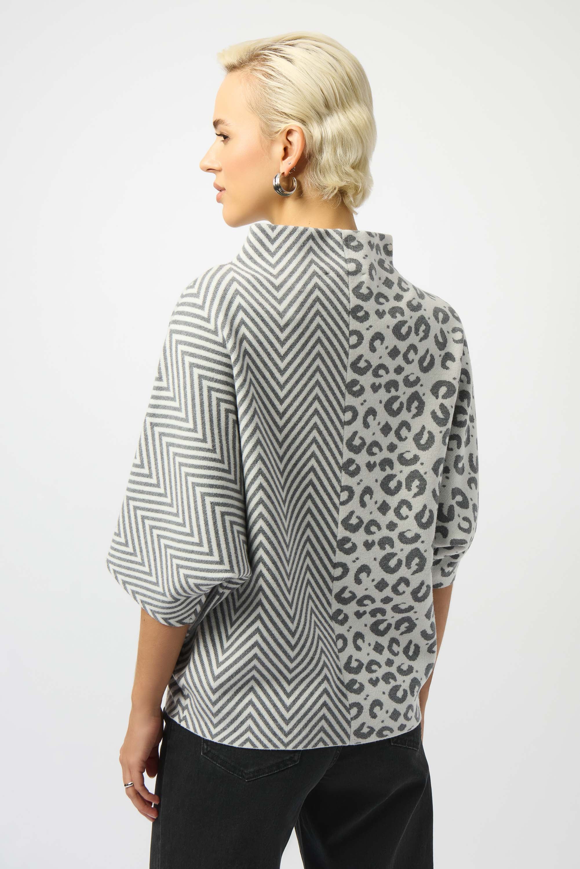 Joseph Ribkoff-253981-3653-Top-Vanilla/Grey - Image 3
