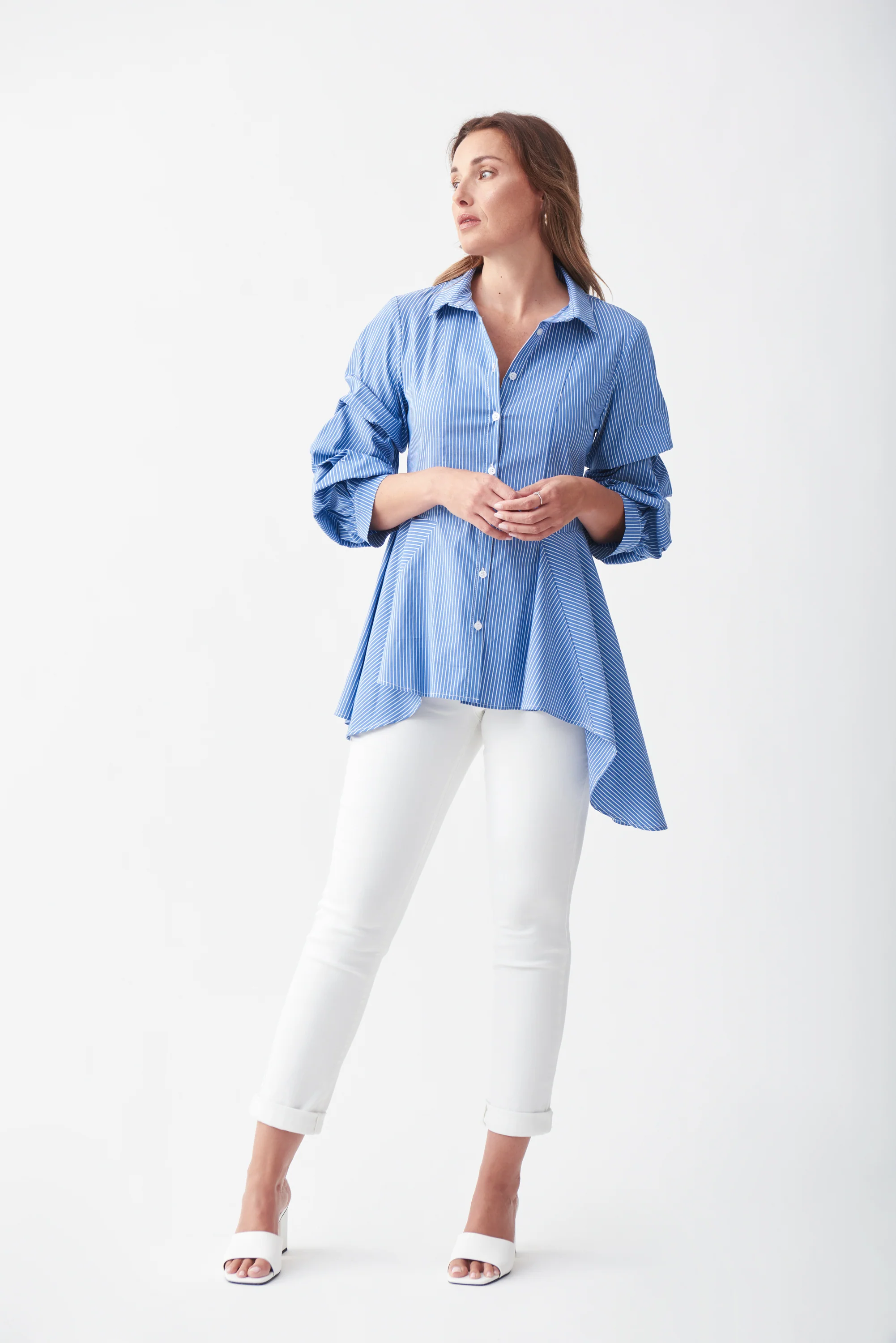 Joseph Ribkoff - 221304 - Blouse -  Blue/White - Image 7