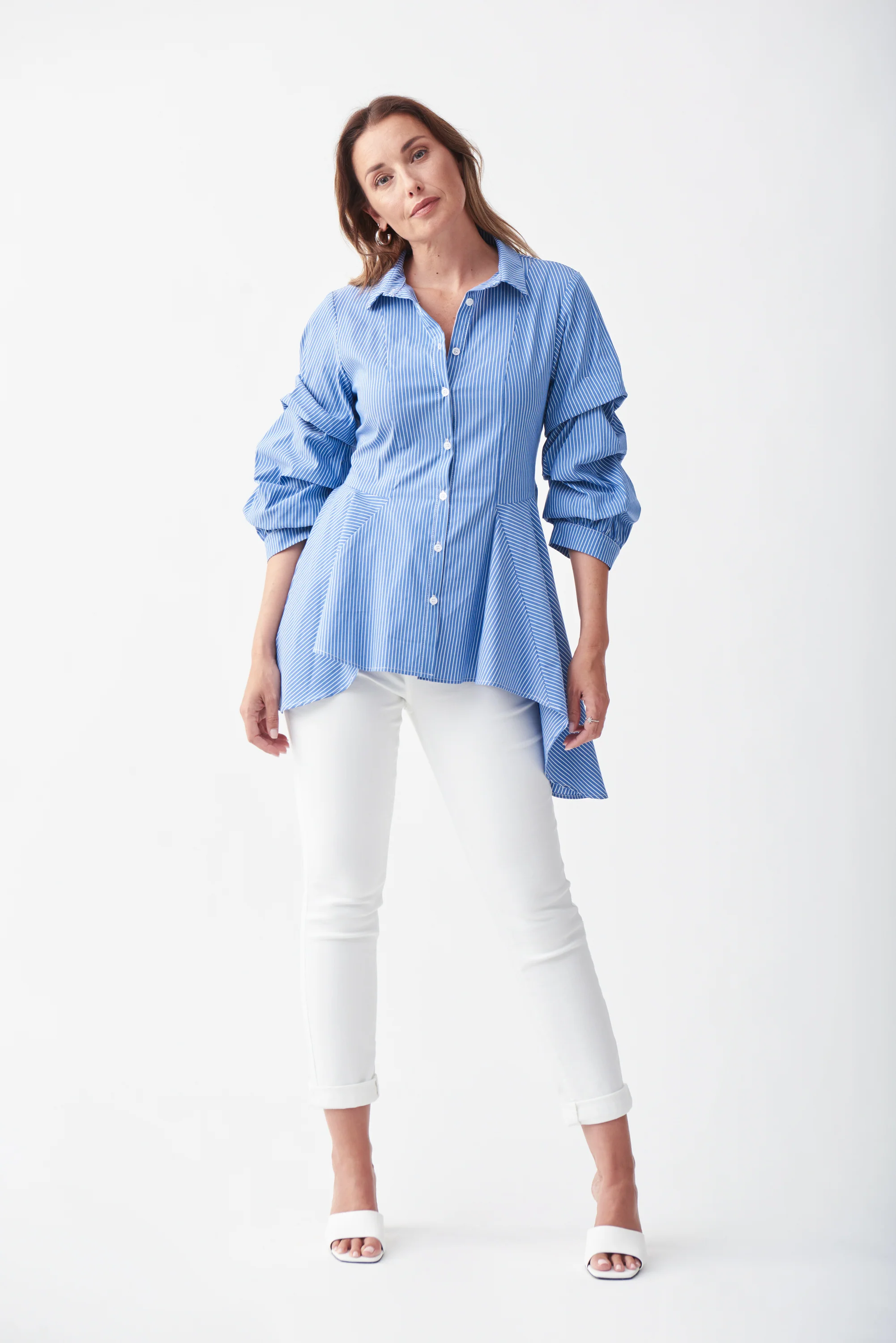 Joseph Ribkoff - 221304 - Blouse -  Blue/White - Image 8