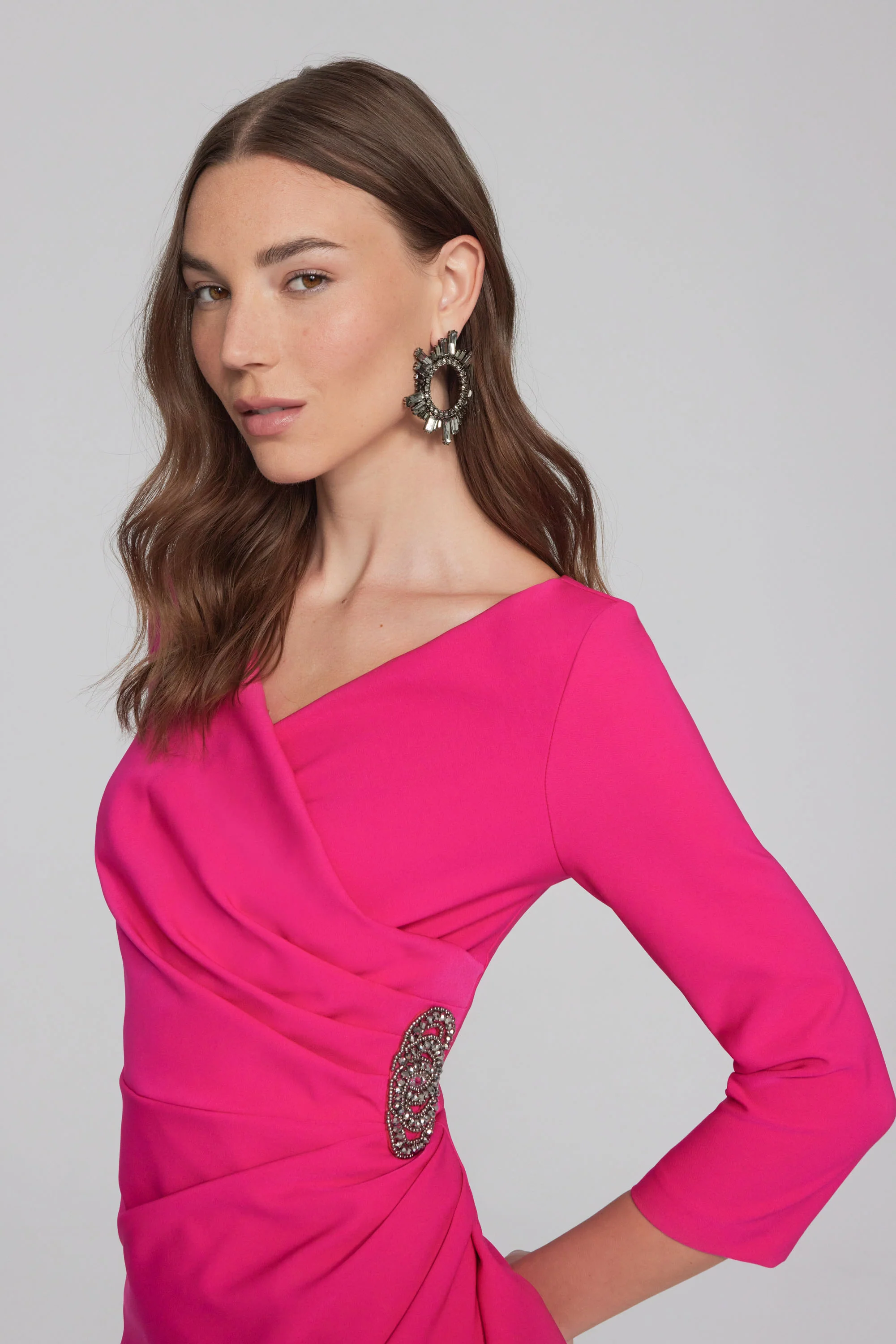 Joseph Ribkoff -241705-Dress-Shocking Pink - Image 2