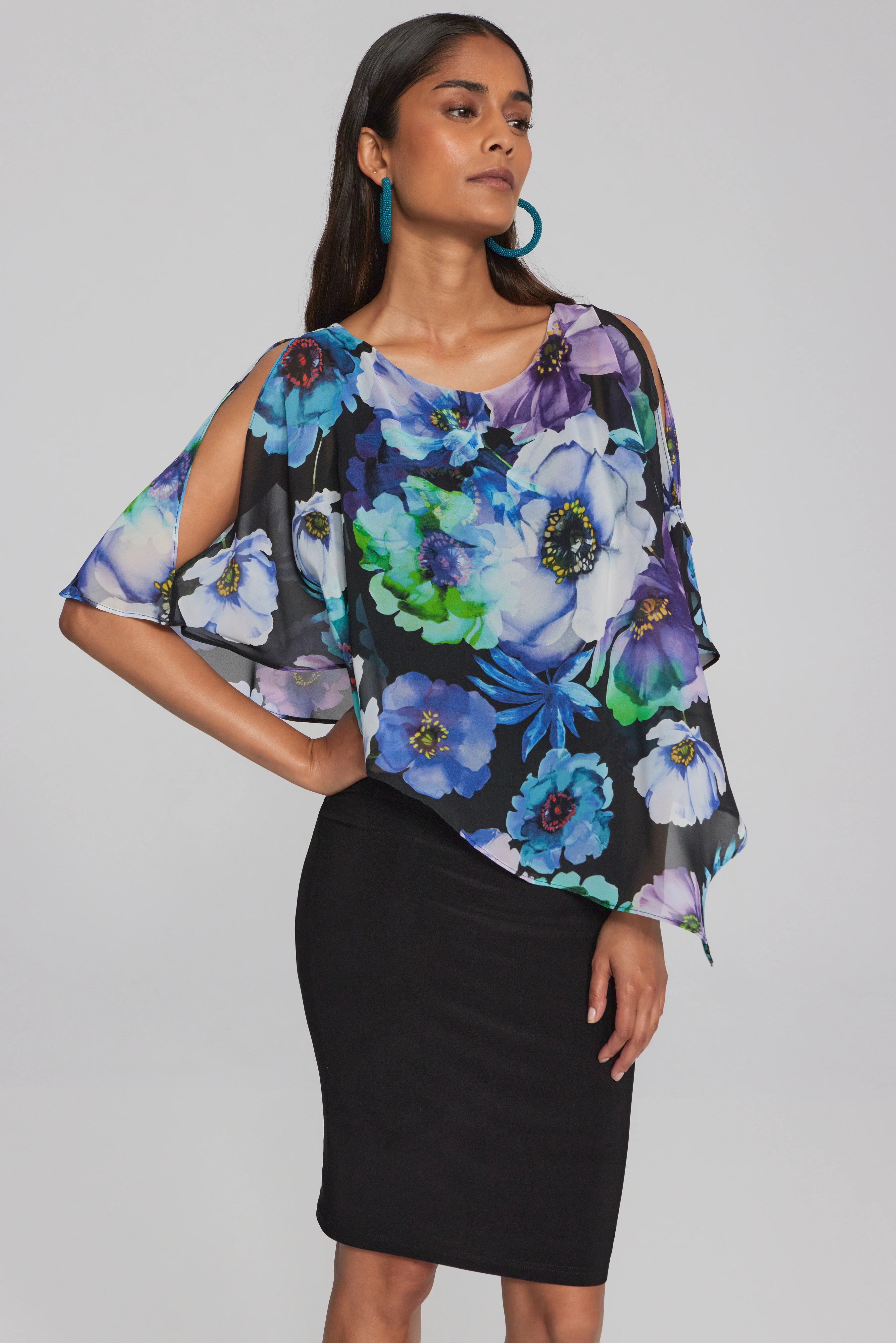 Joseph Ribkoff -241768-Dress-Black/Multi - Image 2