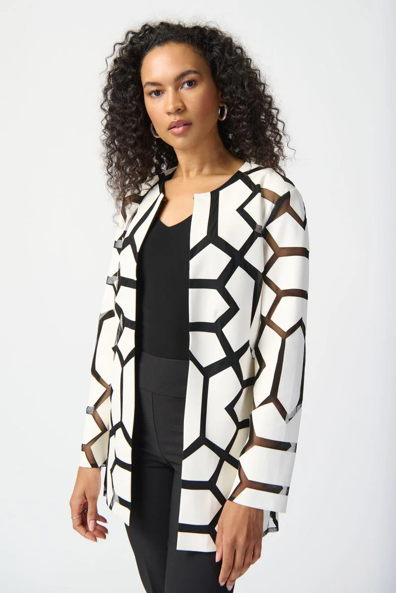 Joseph Ribkoff Fall 2024 -241905-Jacket-Vanilla/Black - Image 2