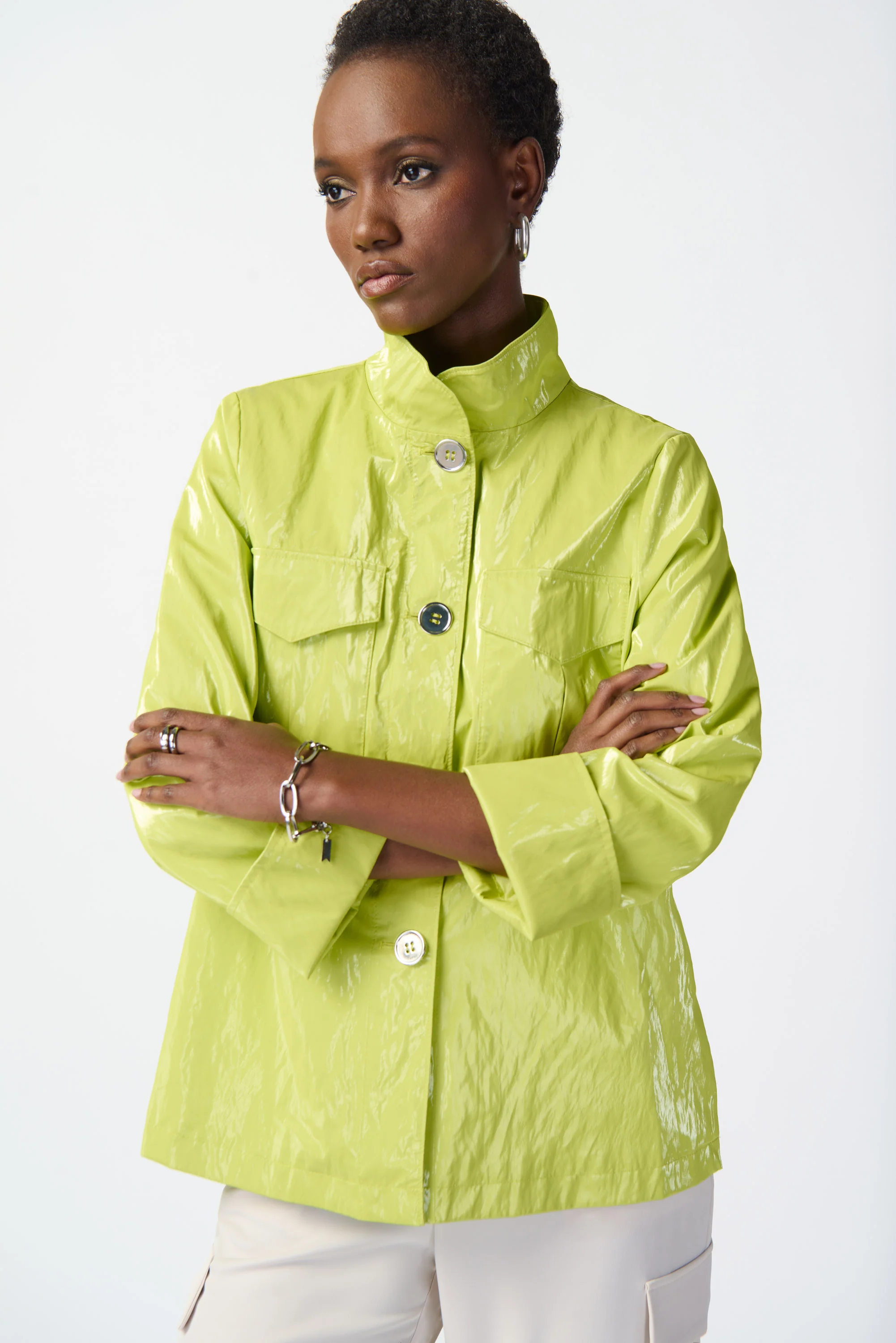 Joseph Ribkoff -241925-Coat-Key Lime - Image 4
