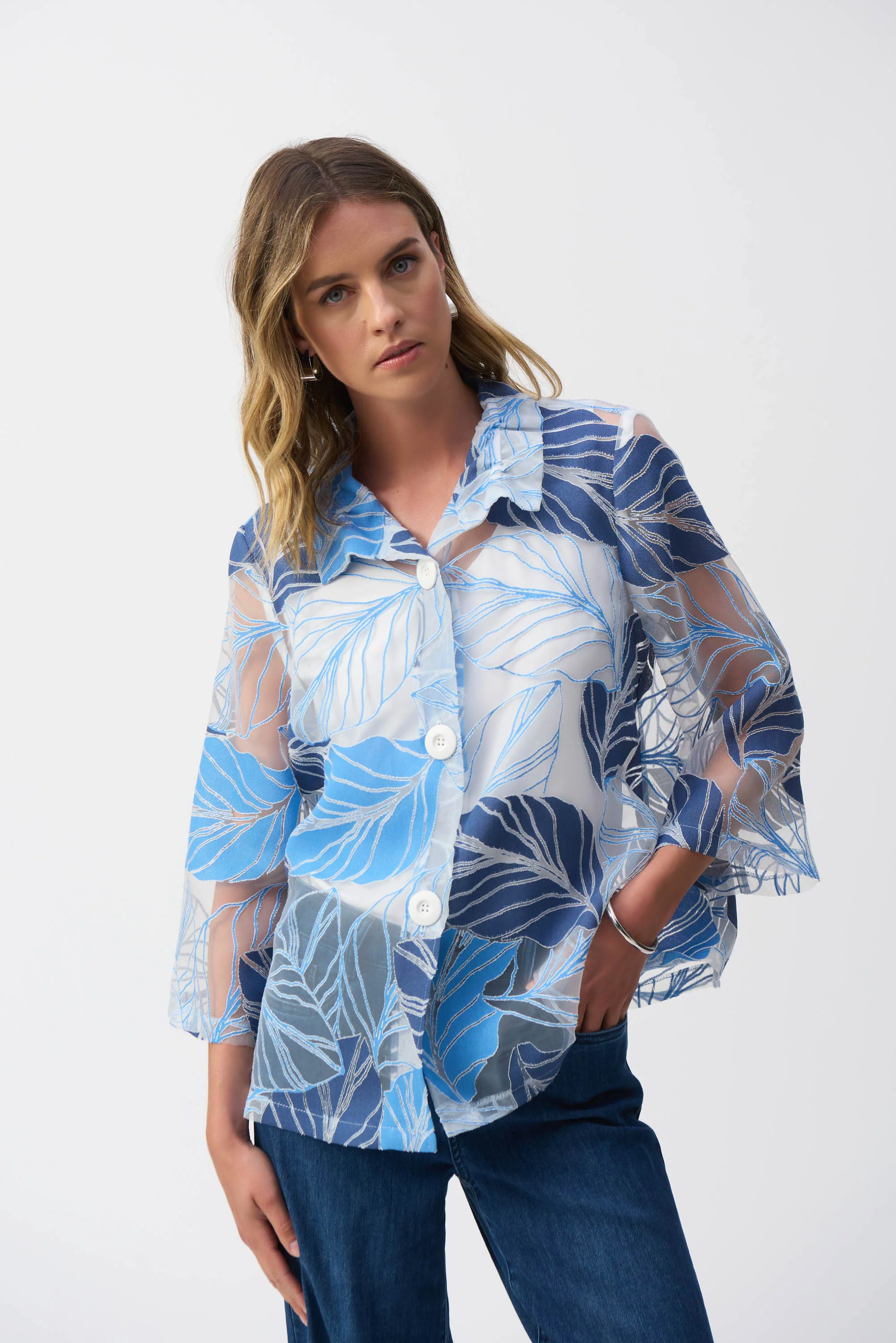 Joseph Ribkoff-251135-1119-Jacket-Blue/Multi - Image 2