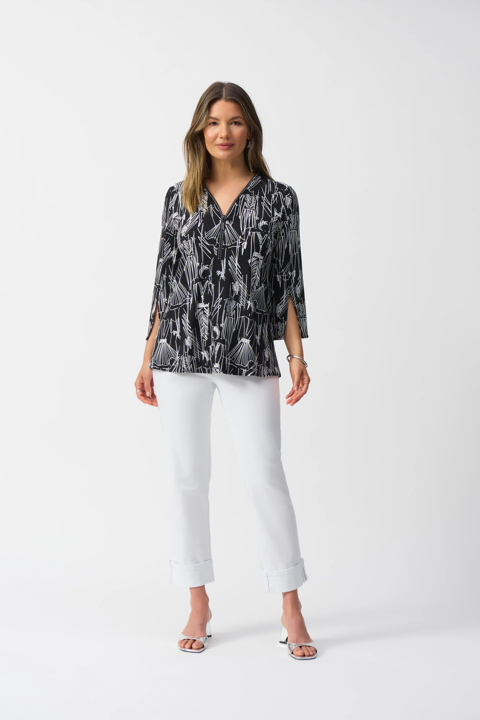 Joseph Ribkoff-251181-110-Tunic-Black/Vanilla - Image 2