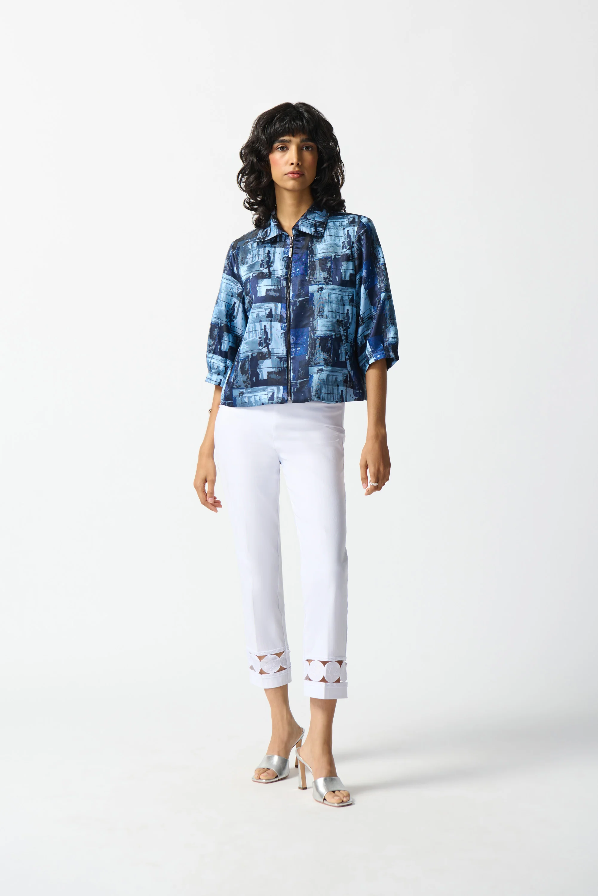 Joseph Ribkoff -242105-Jacket-Blue/Multi - Image 2