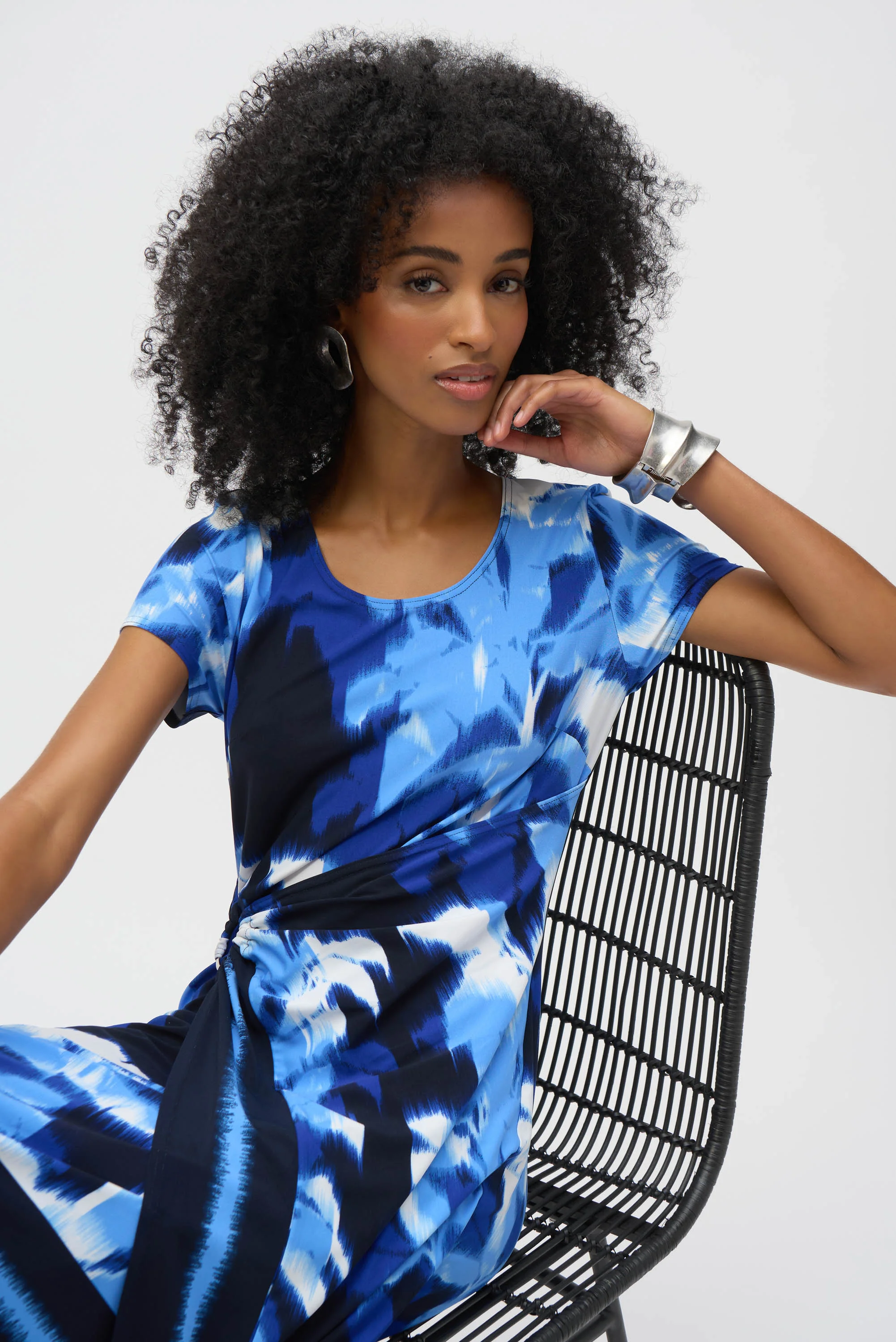 Joseph Ribkoff-252179-3801-Dress-Blue/Vanilla - Image 5