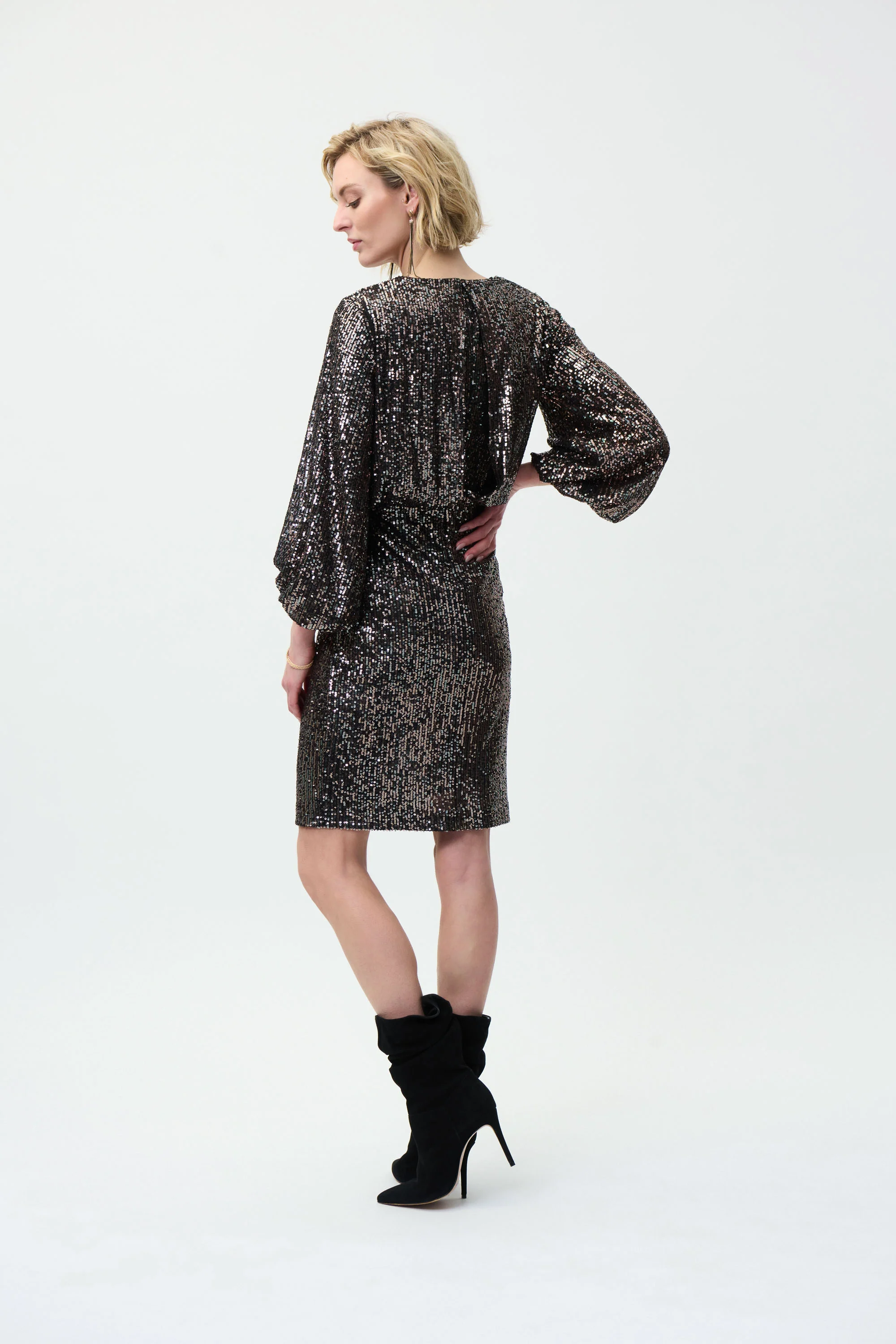 Joseph Ribkoff - Dress -224057-Color: Black/Multi - Image 4