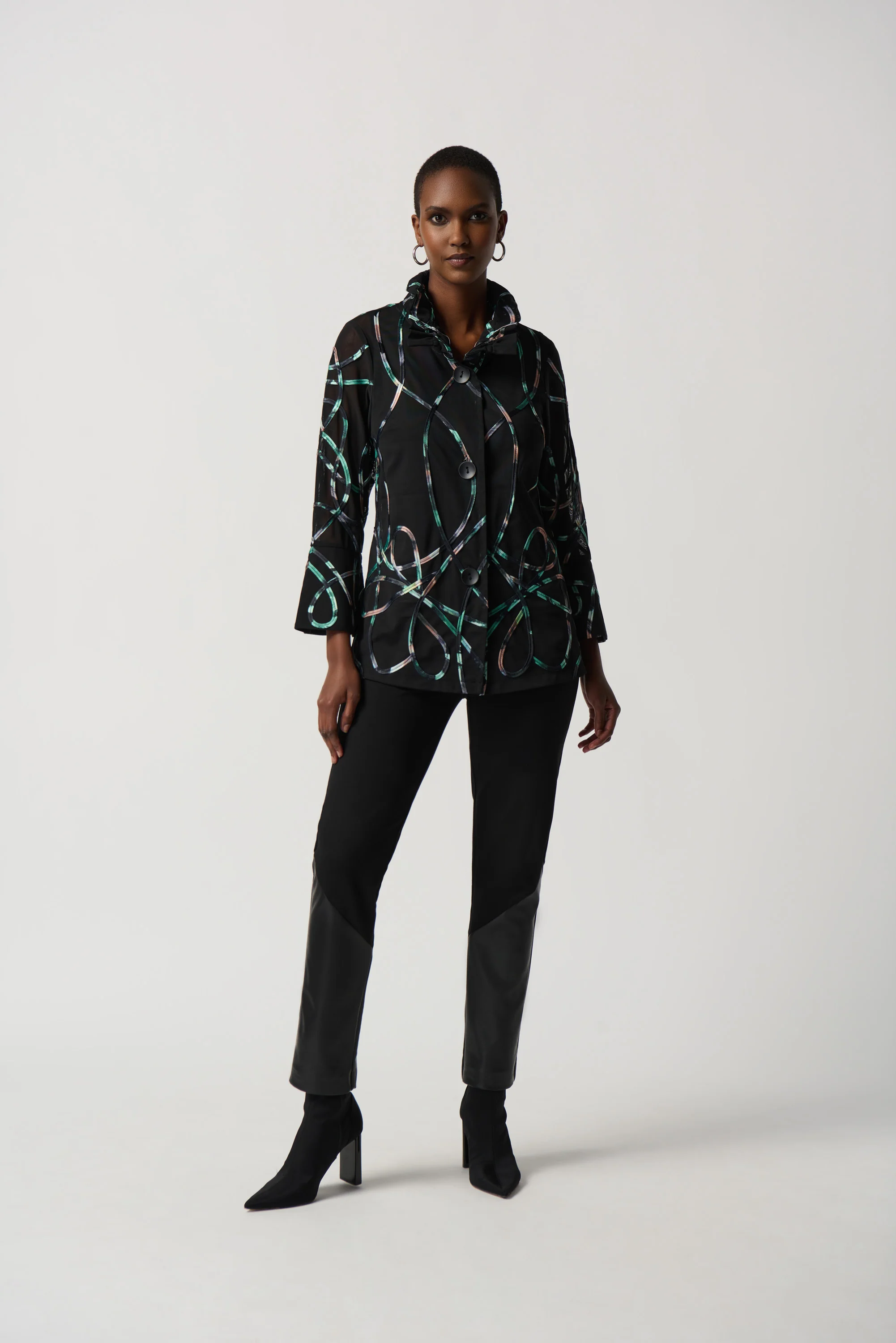Joseph Ribkoff -234905-Jacket  -Black/Multi - Image 2