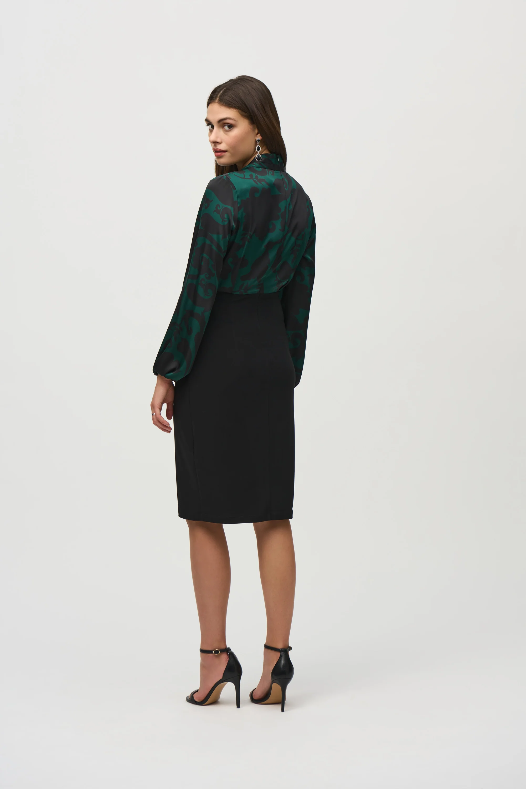 Joseph Ribkoff-244128-4298-Dress-Black/Absolute Green - Image 3