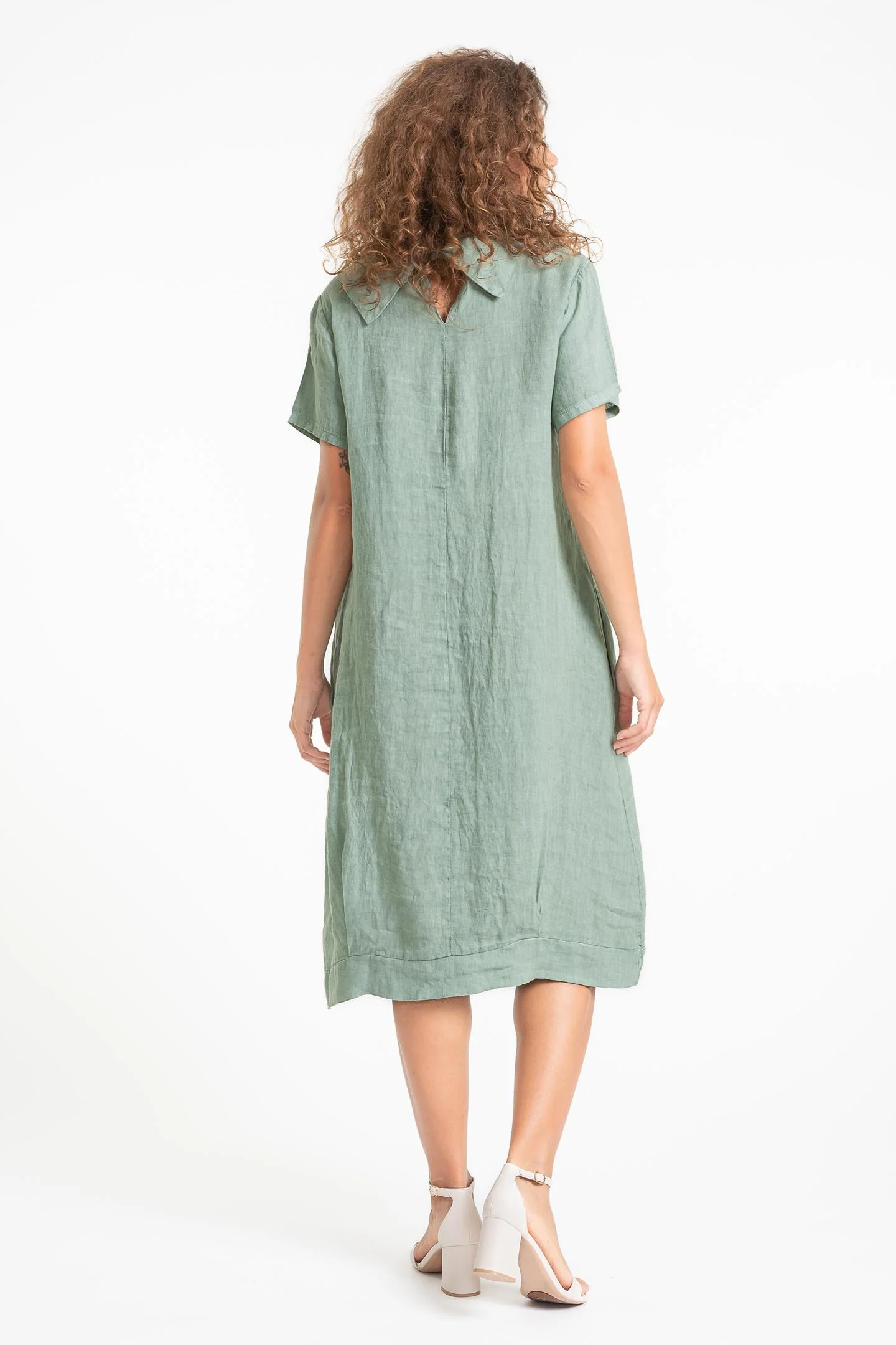 Linen LuvTP1557-167-French Linen Dress-Sage - Image 2