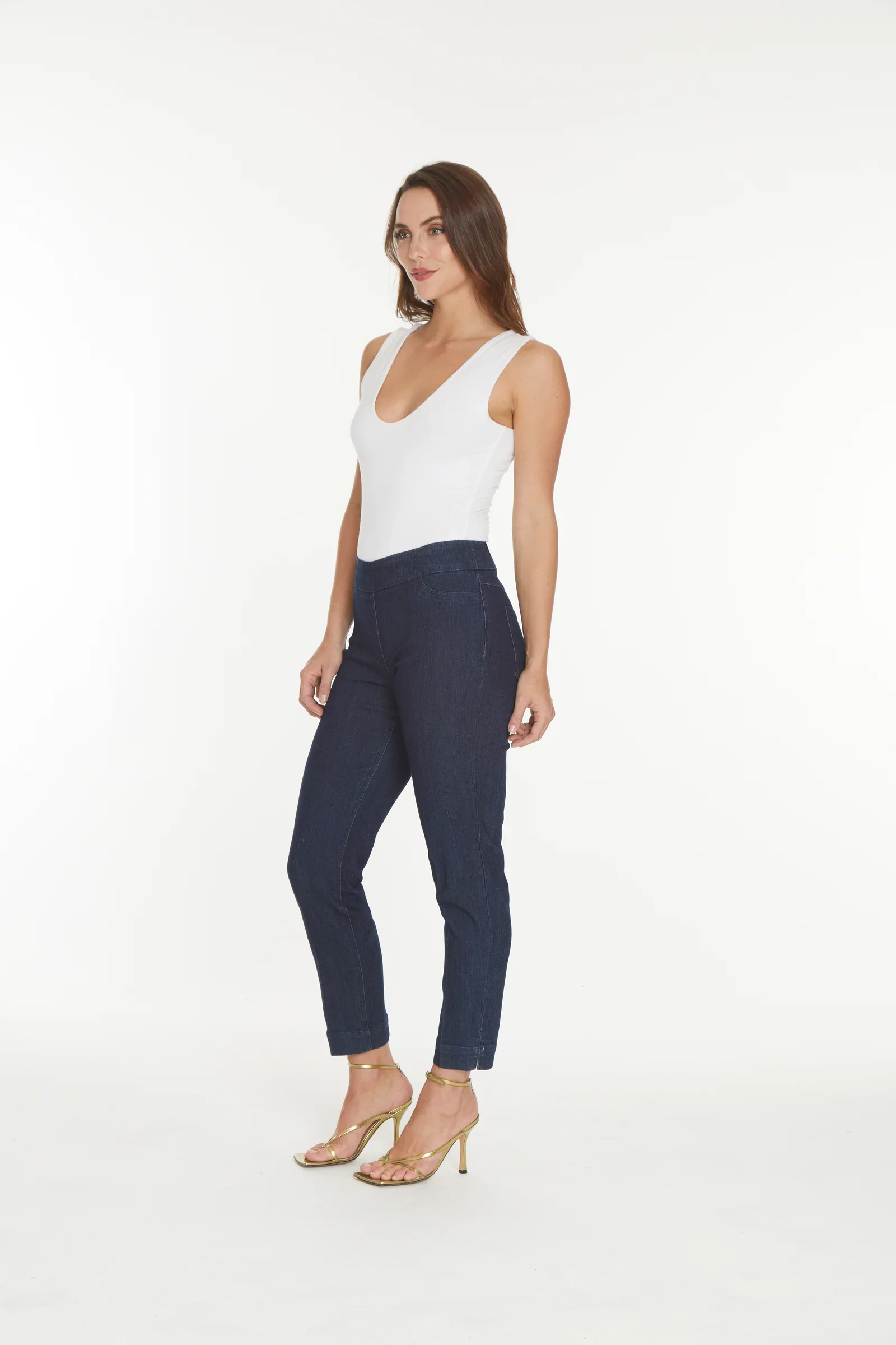 MultiplesM2623PF5-P/O Solid Ankle Pant W/Pockets-Denim - Image 3