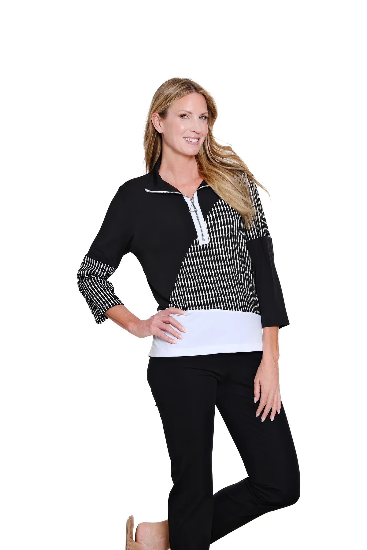 Multiples-M16411TM-Zip Thru YD Stripe Top-Multi - Image 2