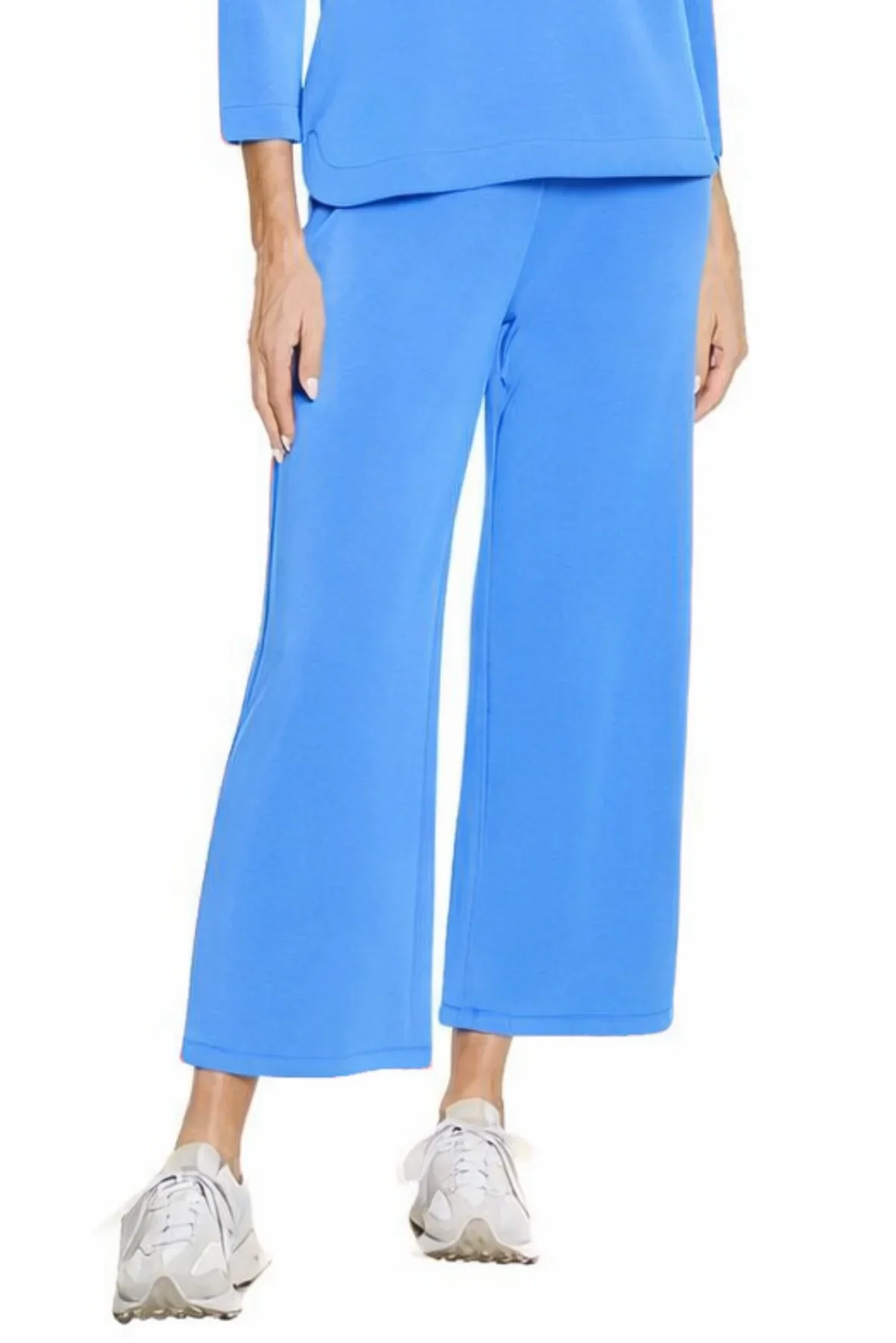 Multiples-M16722PM-Pull On Wide Leg Crop Pant-French Blue