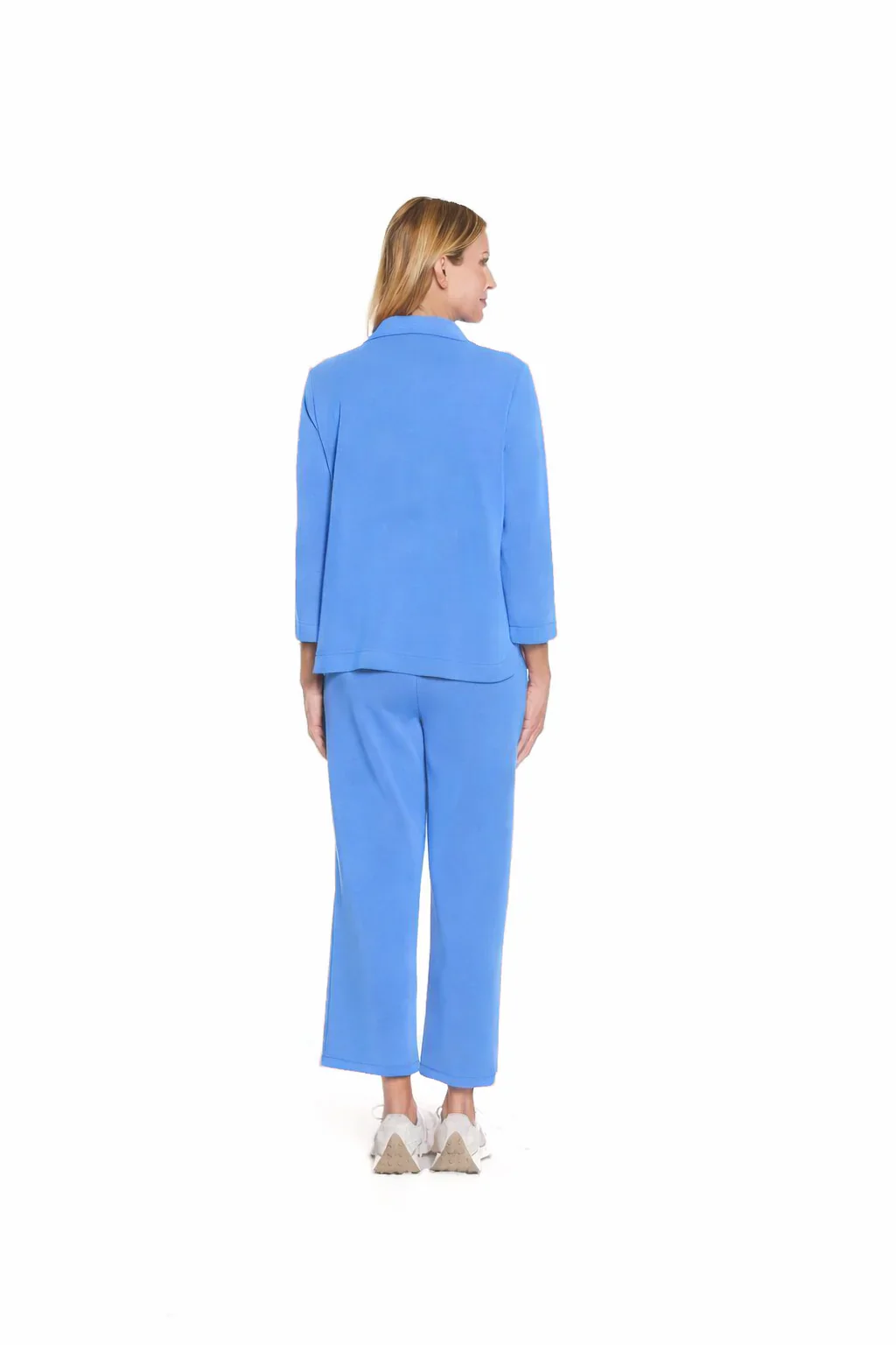 Multiples-M16722PM-Pull On Wide Leg Crop Pant-French Blue - Image 3