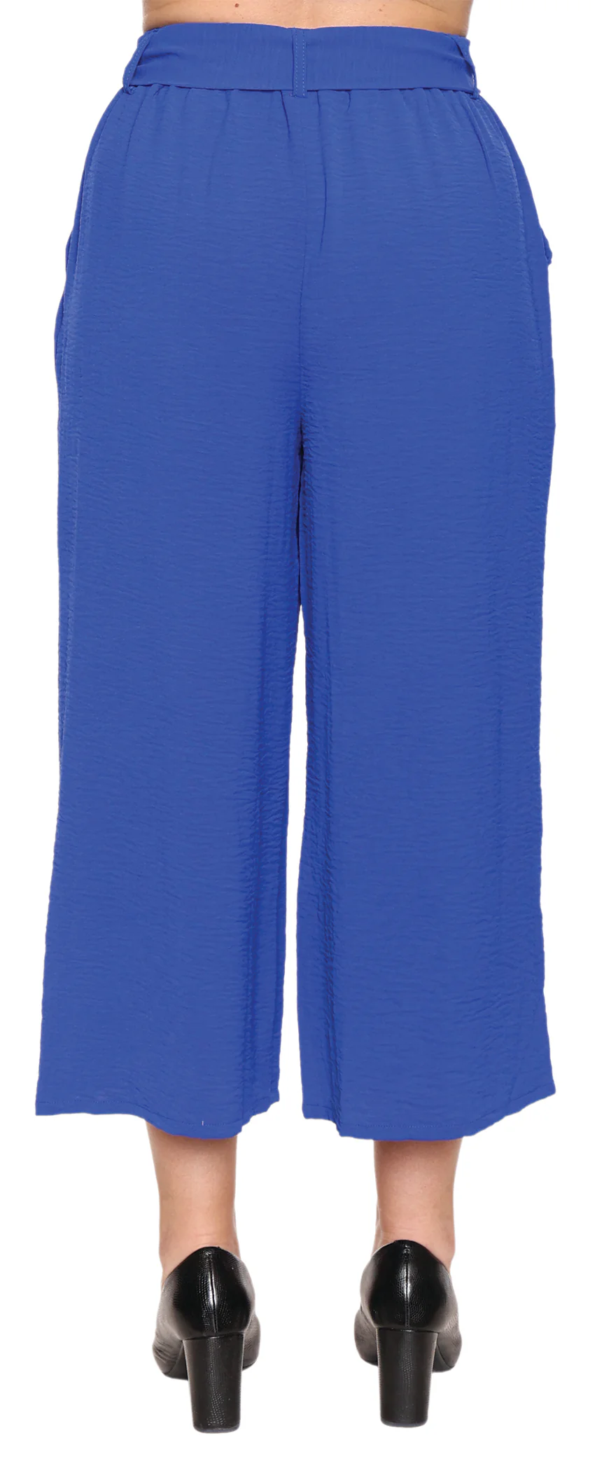 Papa-T4858-Crop Pant W/Belt And Pockets-Cobalt - Image 2