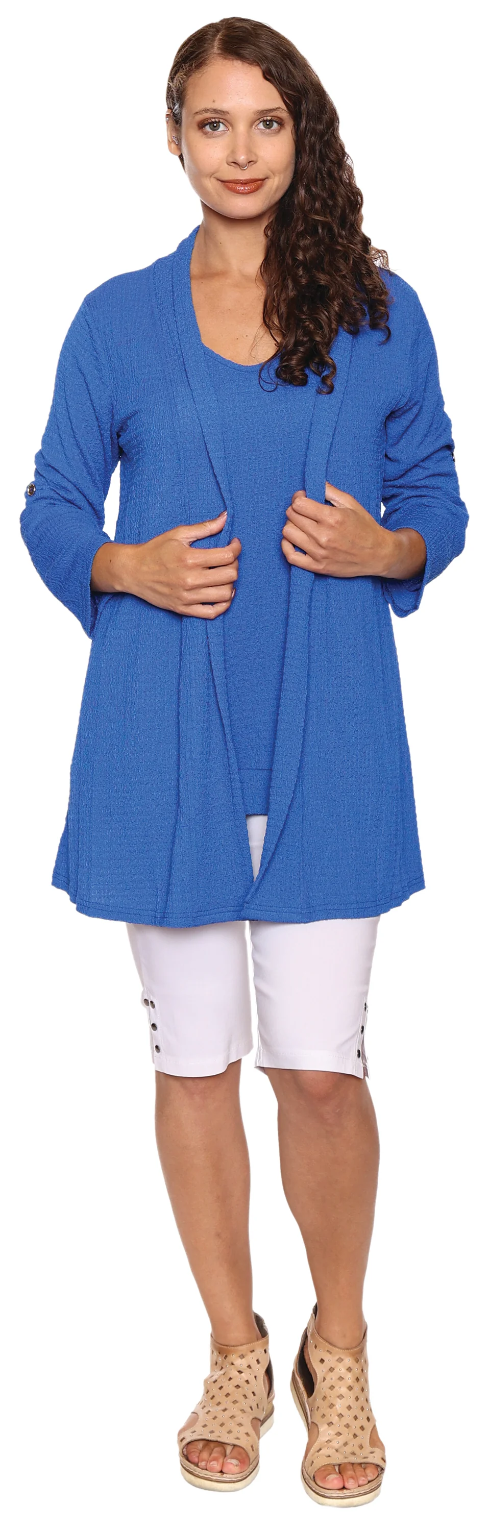 Papa-T5433-Textured Cardigan-Royal Blue