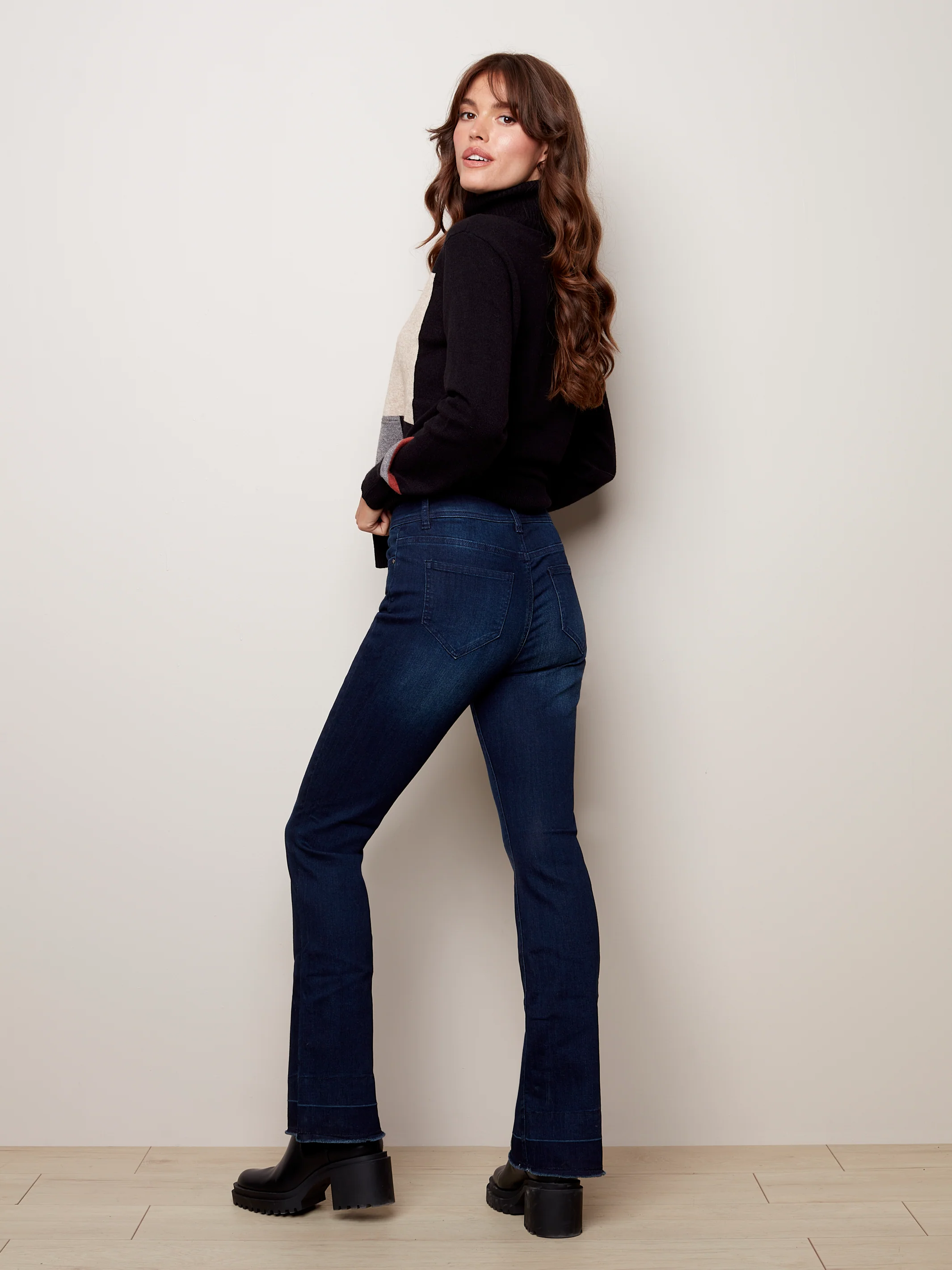 Solid Denim Flare Jean - C5368 - Image 3