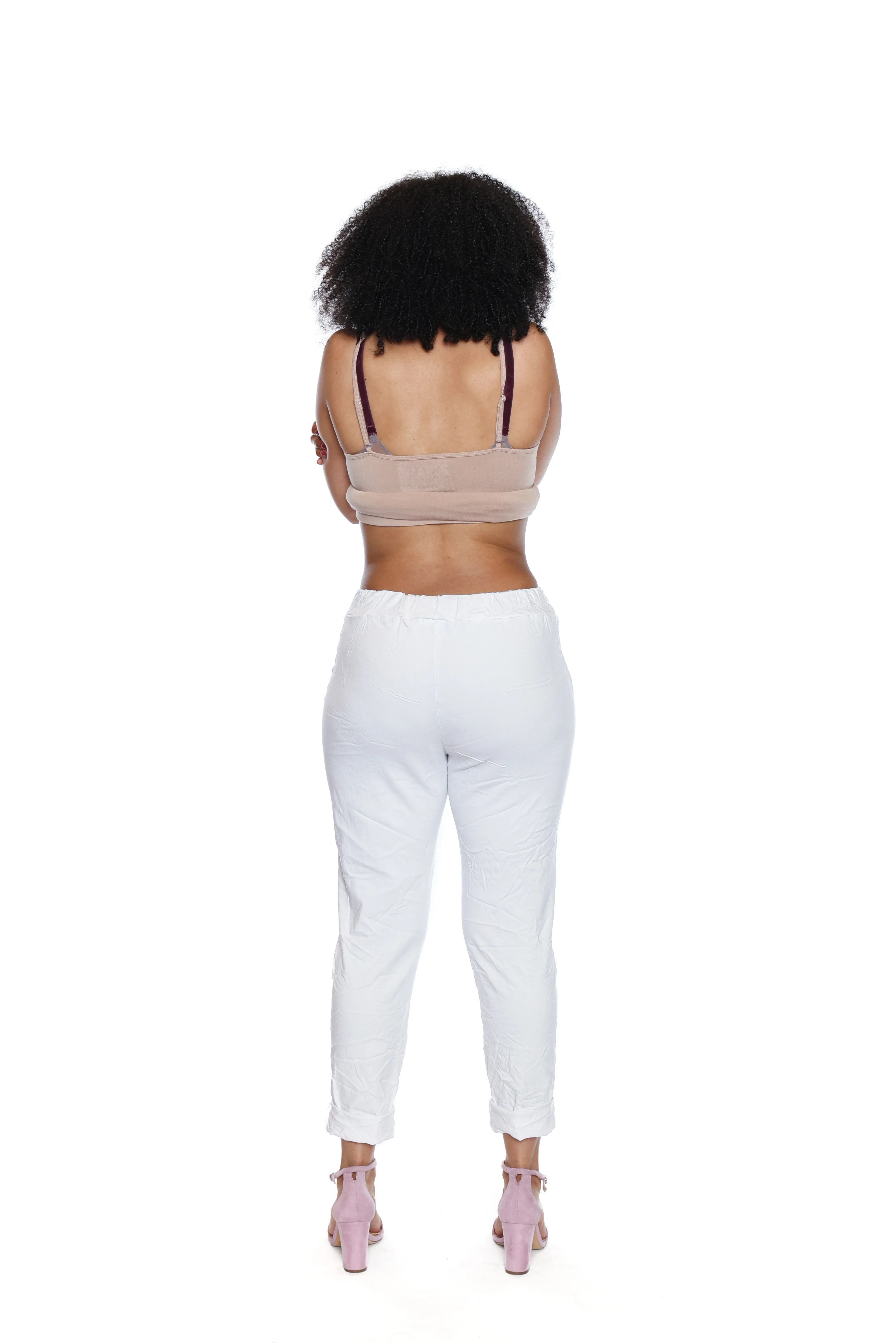 Sorella Stretch Pants W/Pockets And Rhinestones-White L5884 - Image 2