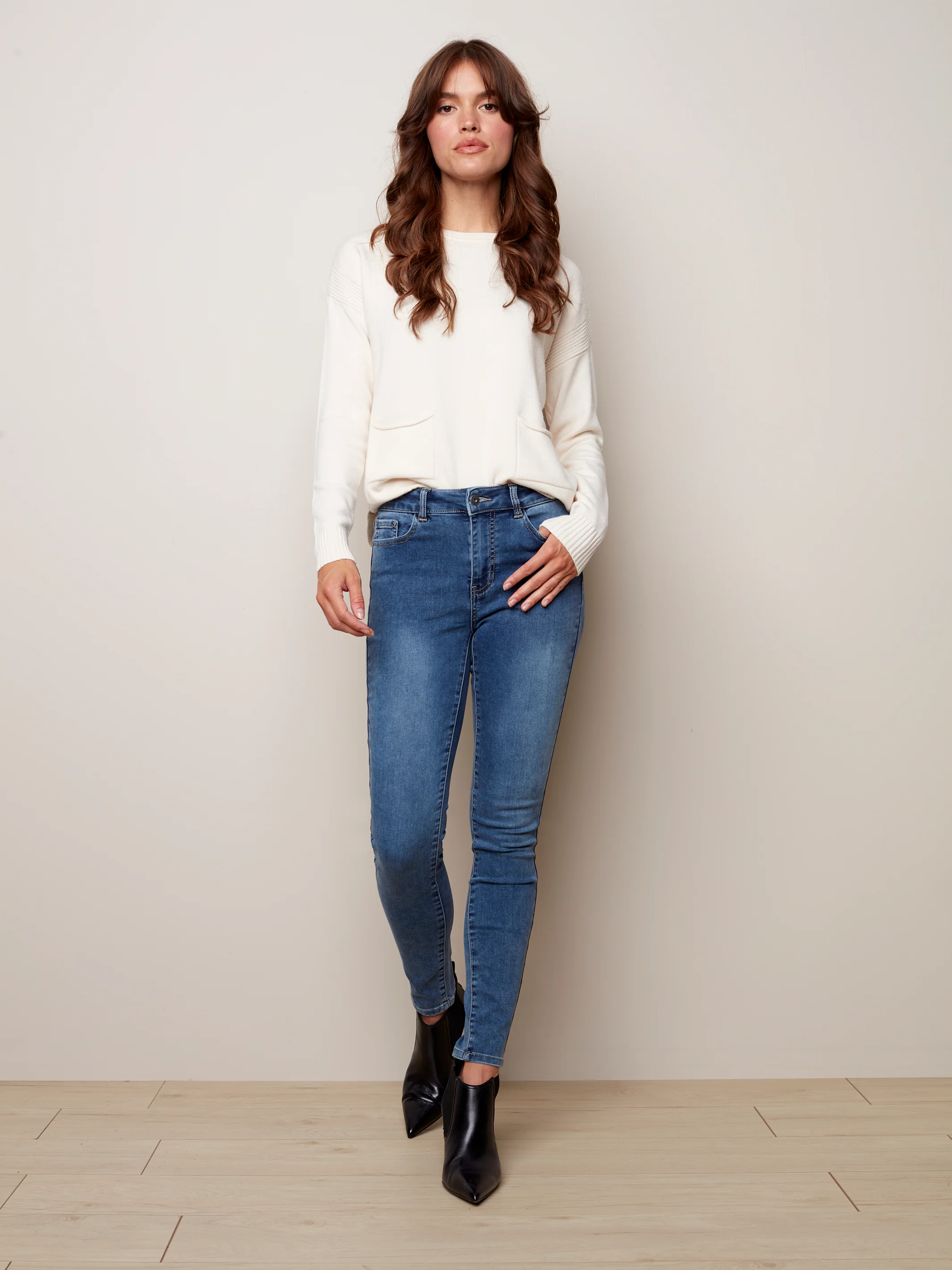 Charlie B -Stretch Denim Jeans - C5370-Medium Blue - Image 3
