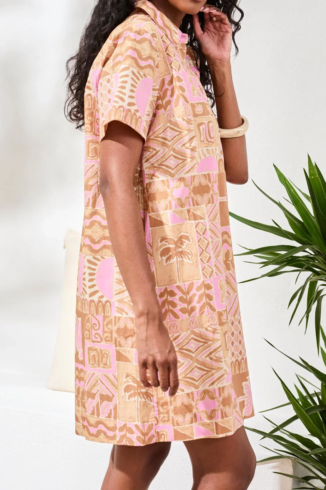 Tribal 1/2 Button Placket Dress-2437O-1321-Wisteria - Image 3