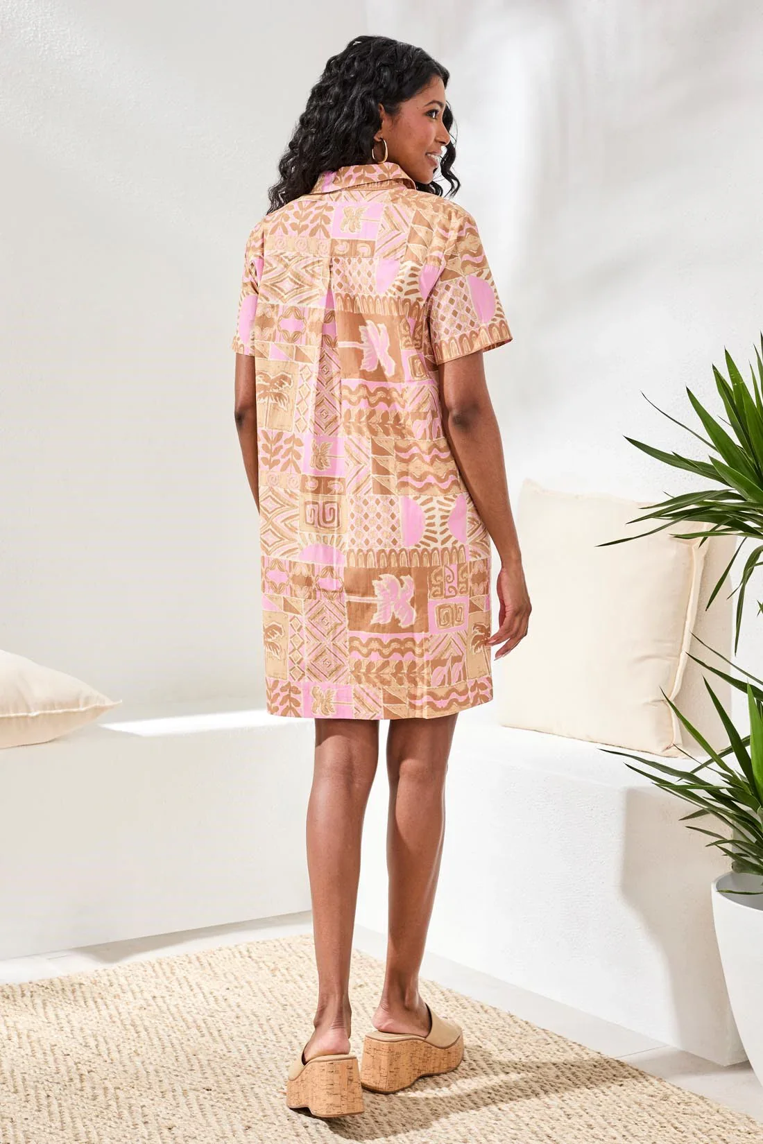 Tribal 1/2 Button Placket Dress-2437O-1321-Wisteria - Image 4