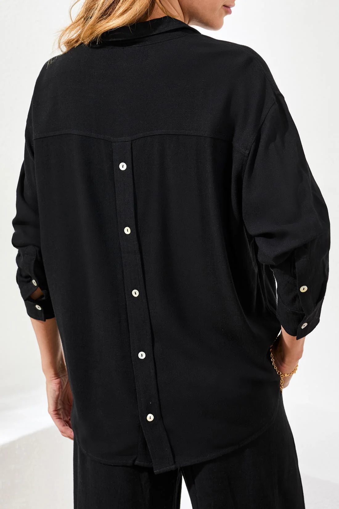 Tribal Button Front Shirt W/Back Placket-3078O-0002-Black - Image 2