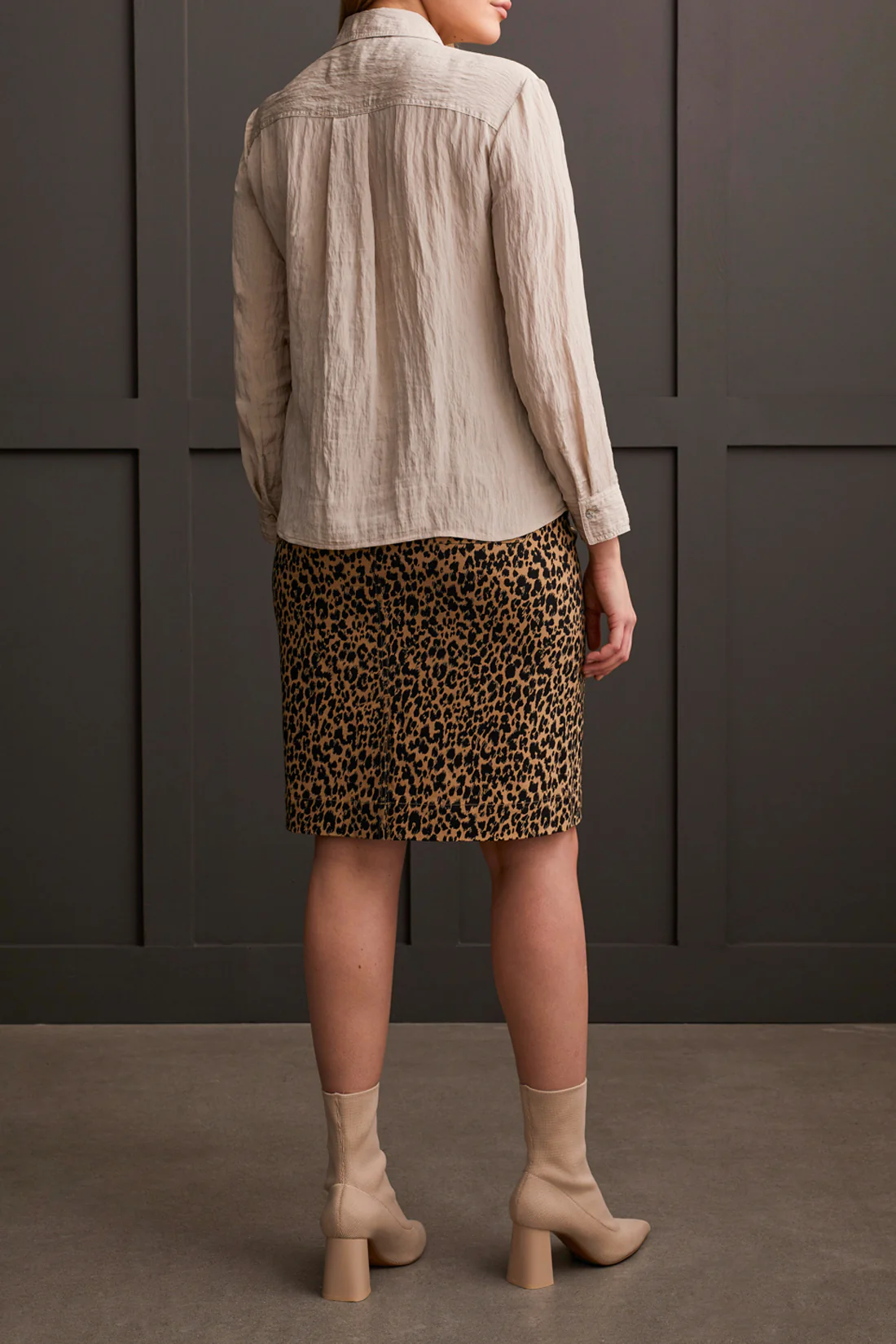 Tribal 1911O/1330-Blouse W/Shirt Collar-Frost Grey - Image 3