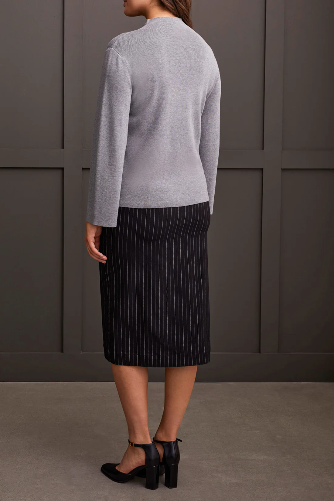 Tribal 1921O/0367-Funnel Neck Sweater-Charcoal - Image 4