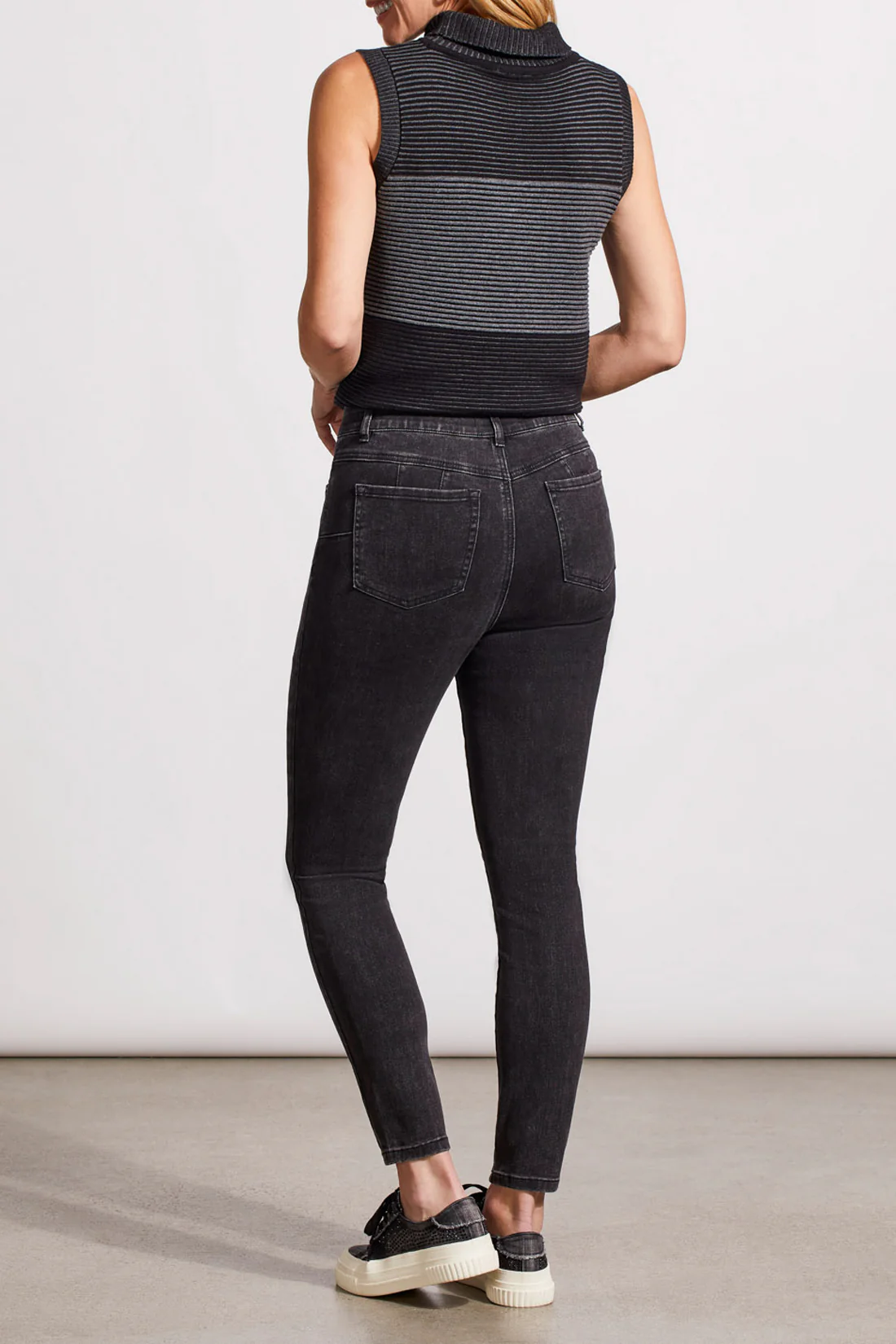 Tribal 5559O/3009-Hugging Skinny Ankle Jeans-Dusty Black - Image 3
