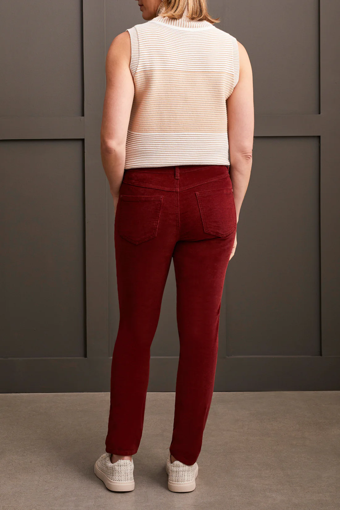 Tribal 5580O/1889-Pull On Slim Ankle Pants-Port Wine - Image 3