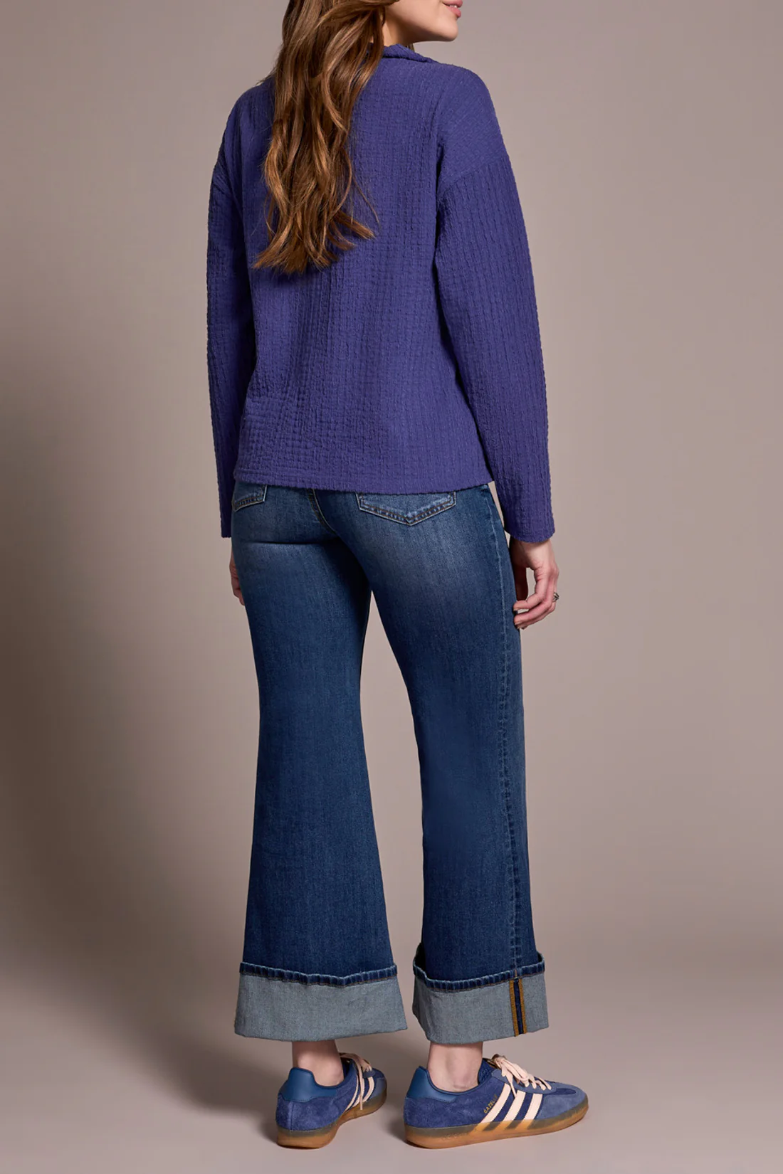 Tribal Long Sleeve Funnel Neck Dolman Top-Celestial 1503O-8323 - Image 4