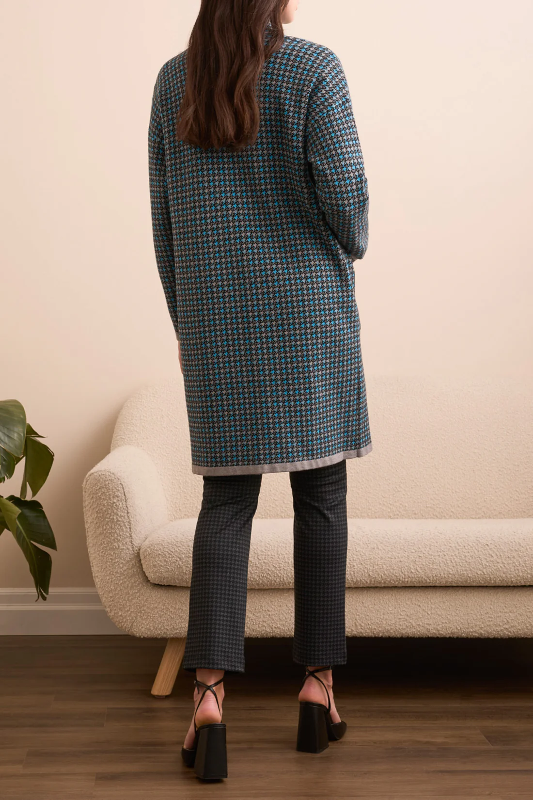 Tribal -1523O-8234-Long Sleeve Coatigan W/Pockets-Charcoal - Image 4