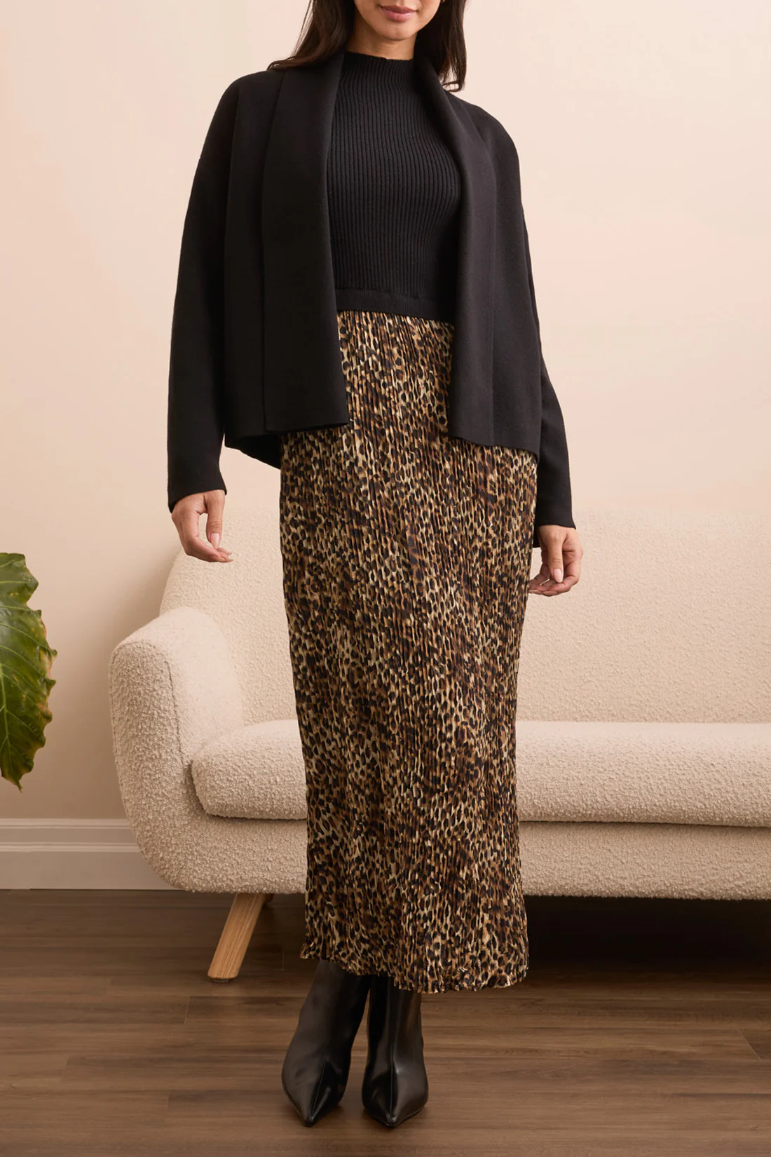 Tribal -2233O-3115-Long Sleeve Short Coatigan-Black - Image 2