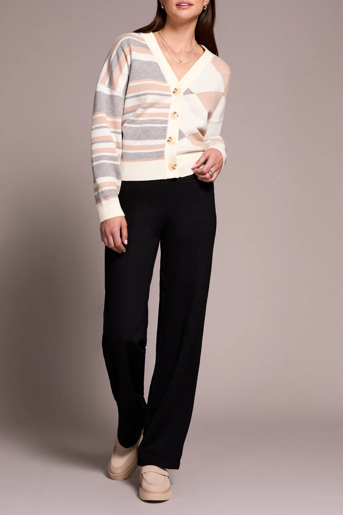 Tribal -2243O-7026-Pull On Pant W/Pin Tucks-Black - Image 2
