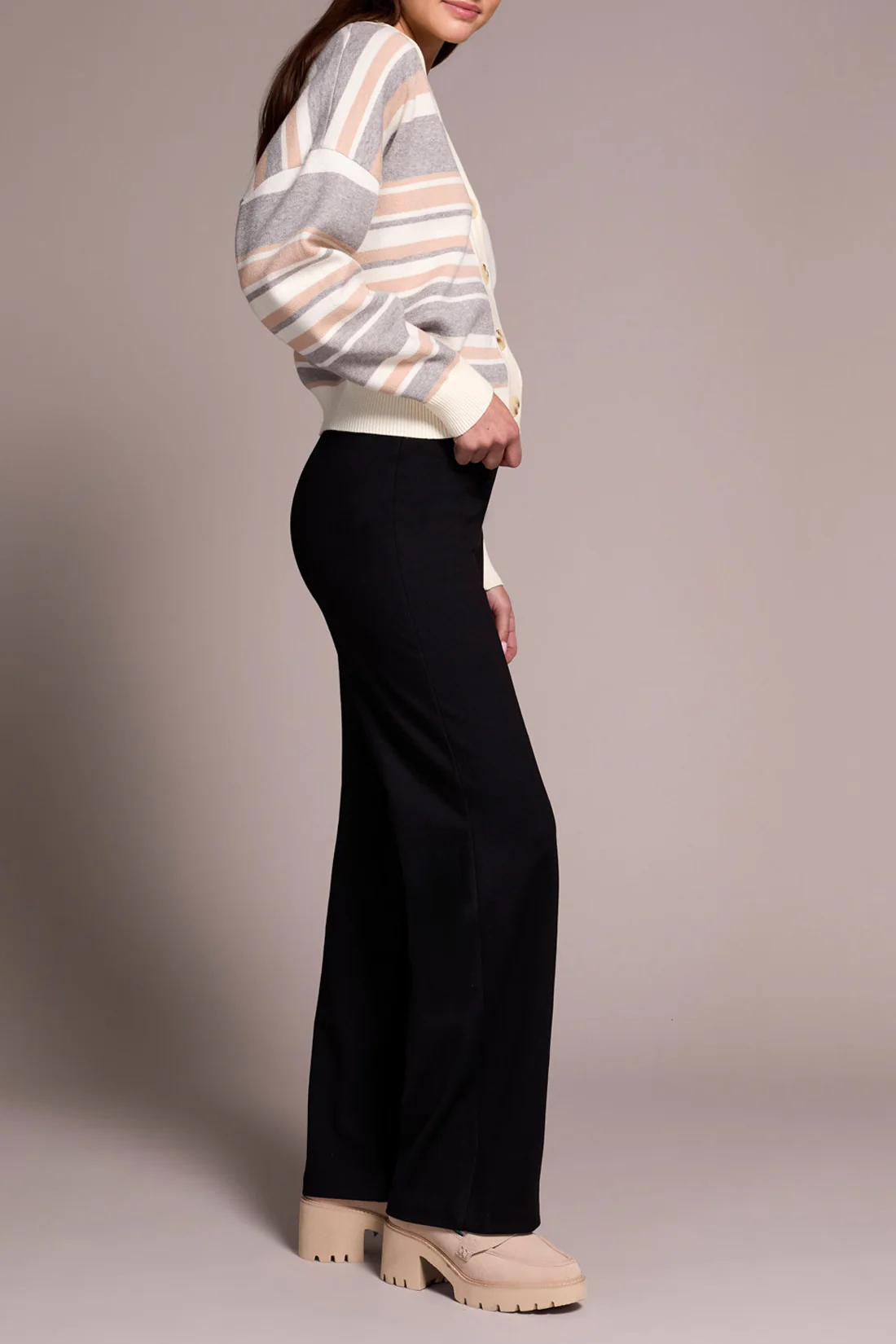 Tribal -2243O-7026-Pull On Pant W/Pin Tucks-Black - Image 3