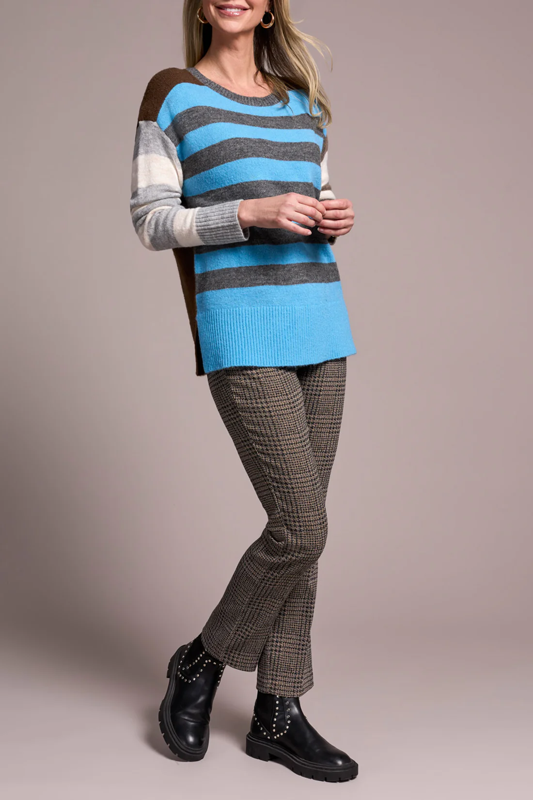 Tribal -2250O-8029-Long Sleeve Boat Neck Sweater-Celestial - Image 2