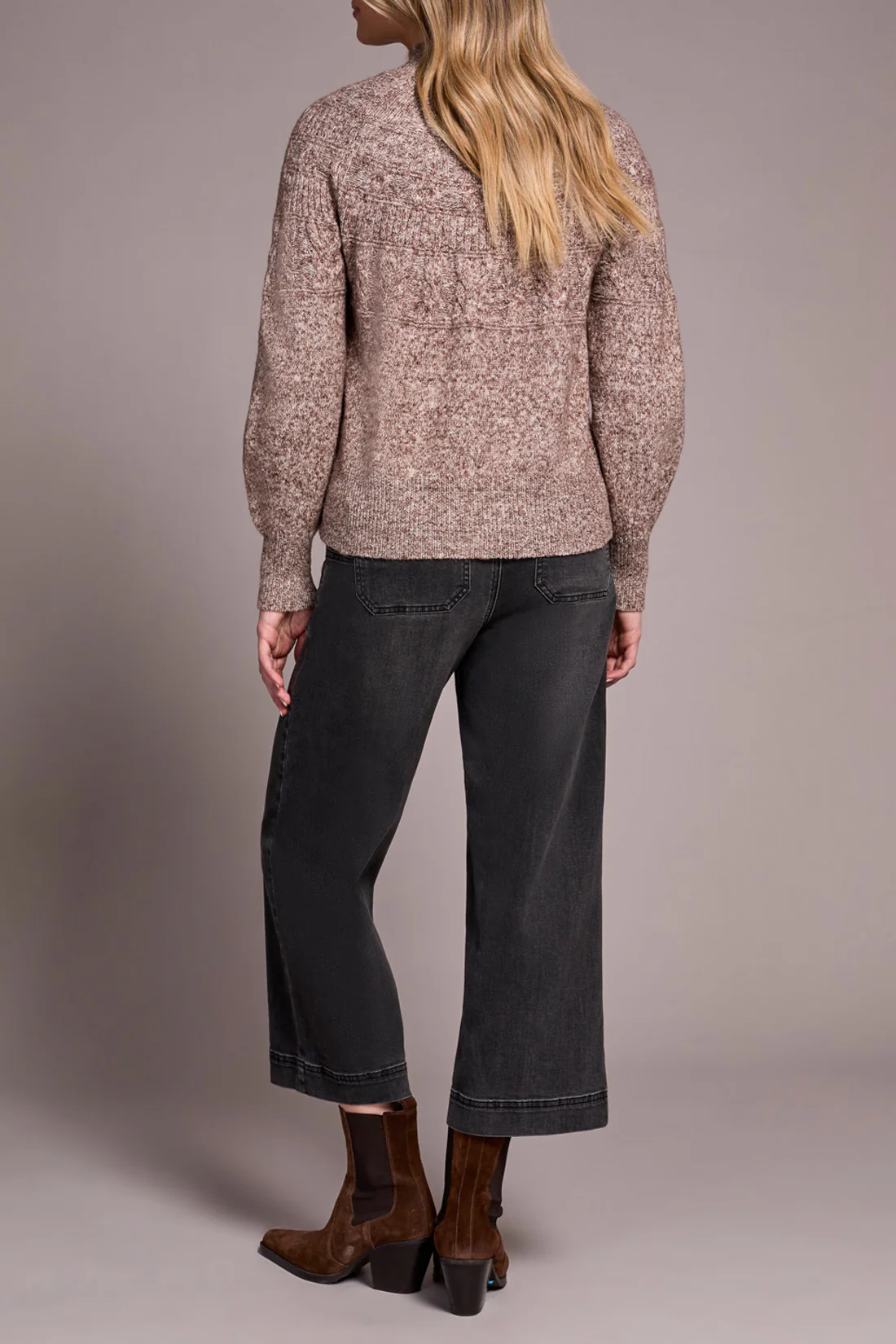 Tribal -2252O-8199-Long Sleeve Mock Neck Sweater-Wood - Image 4
