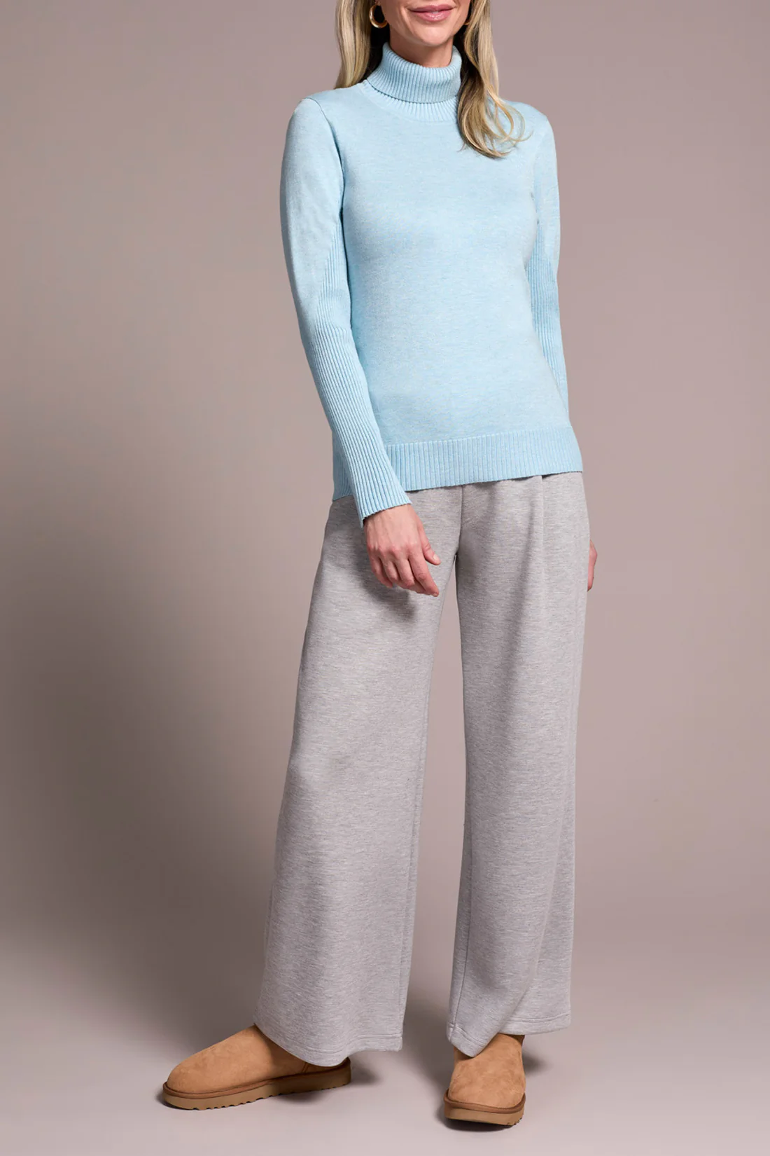 Tribal -2292O-835-Long Sleeve Turtle Neck Sweater-H Aqua - Image 2