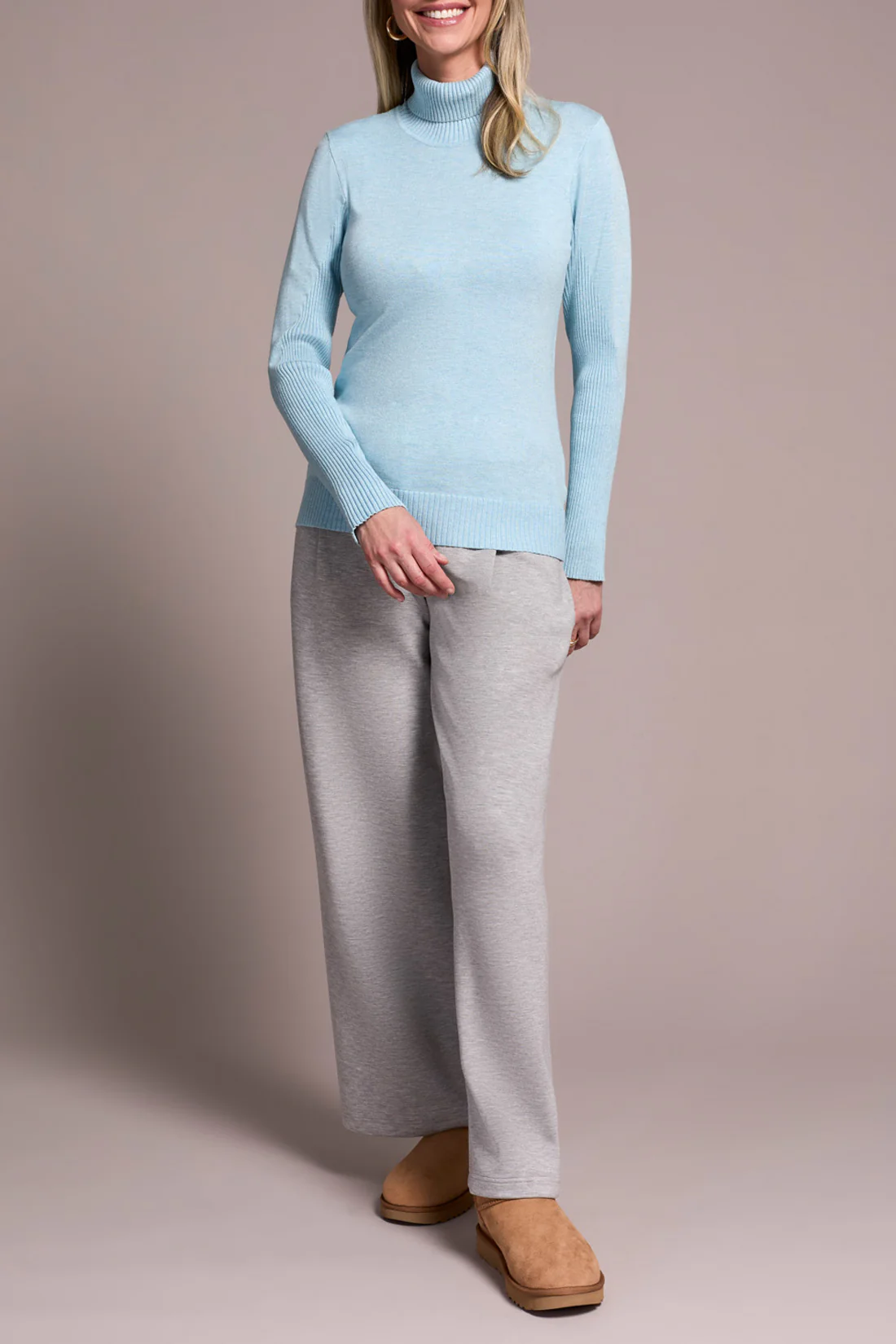 Tribal -2292O-835-Long Sleeve Turtle Neck Sweater-H Aqua - Image 3