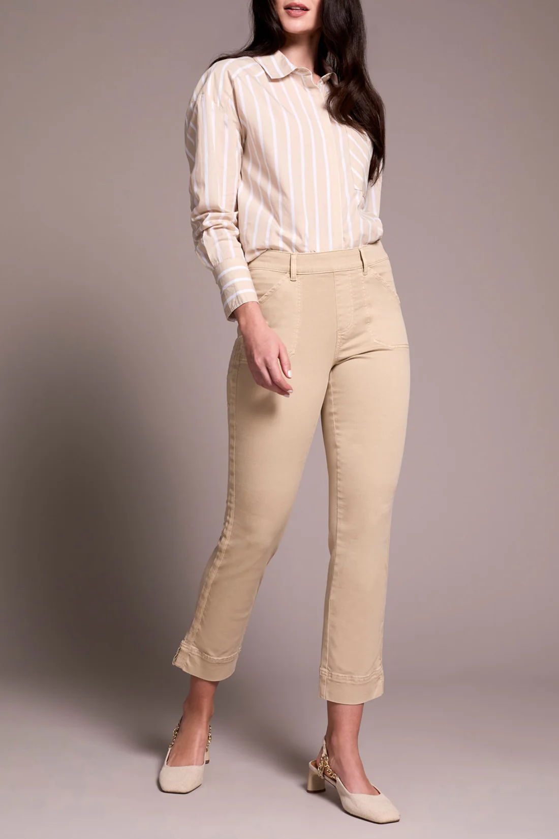 Tribal -2305O-2020W-Pull On Ankle Pant W/Side Leg Tape-Sand Stone - Image 2