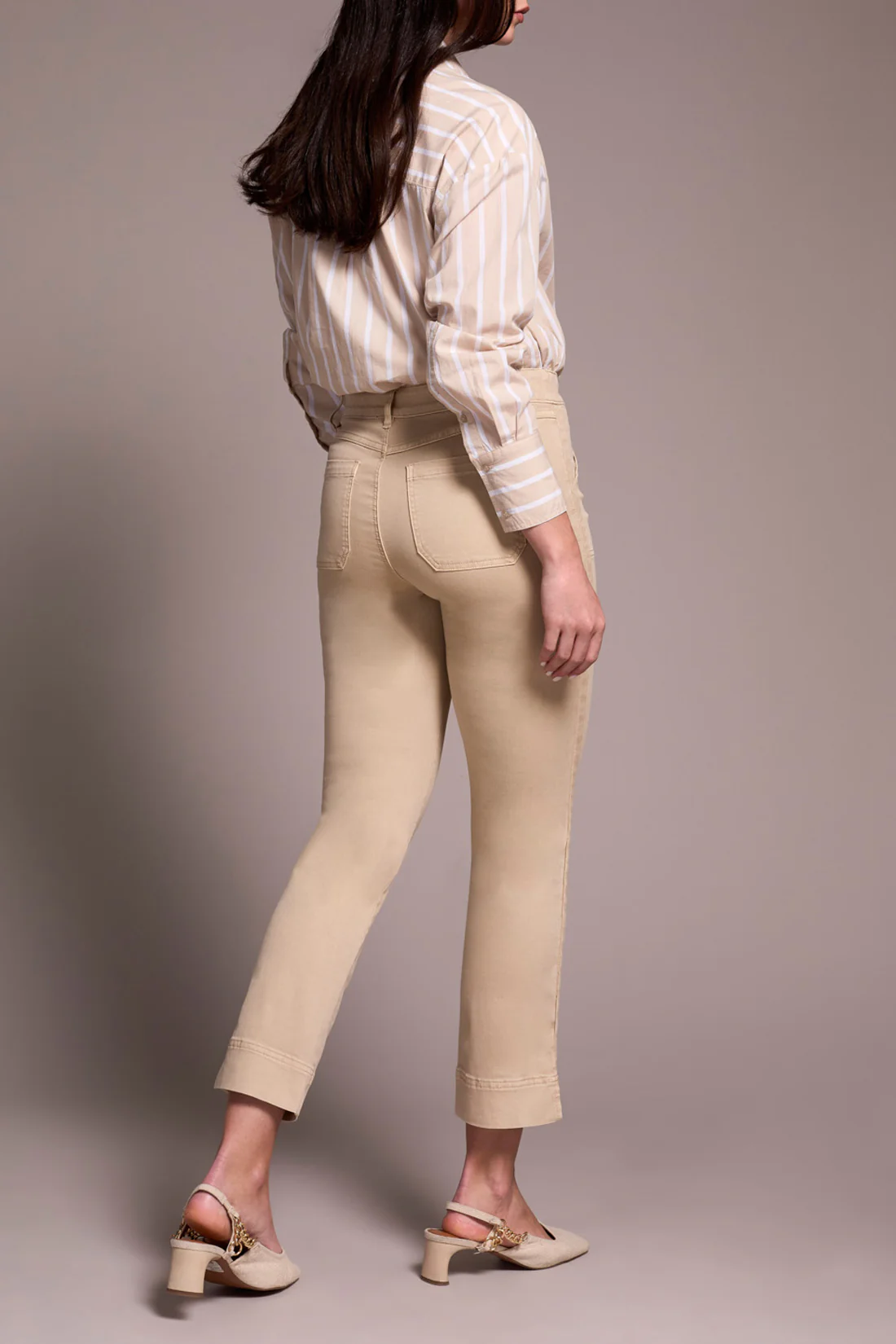 Tribal -2305O-2020W-Pull On Ankle Pant W/Side Leg Tape-Sand Stone - Image 4
